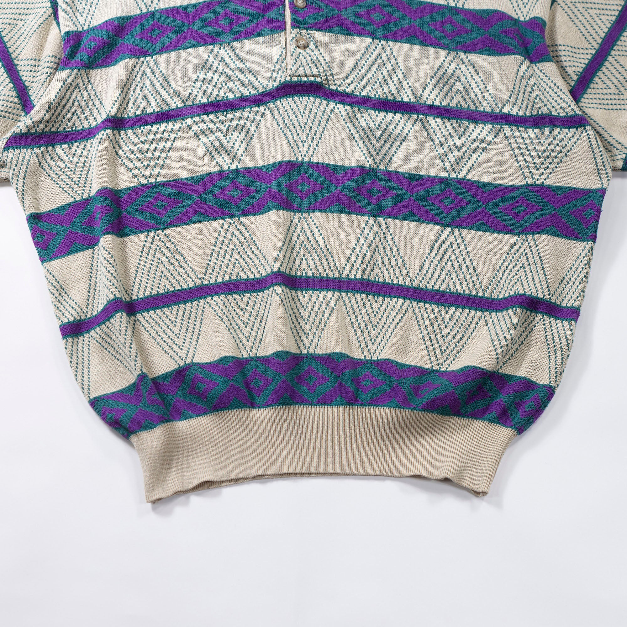 イブサンローラン Yves Saint Laurent ニットポロシャツ 半袖 幾何学 ボーダー 90s ヴィンテージ メンズファッション メンズトップス