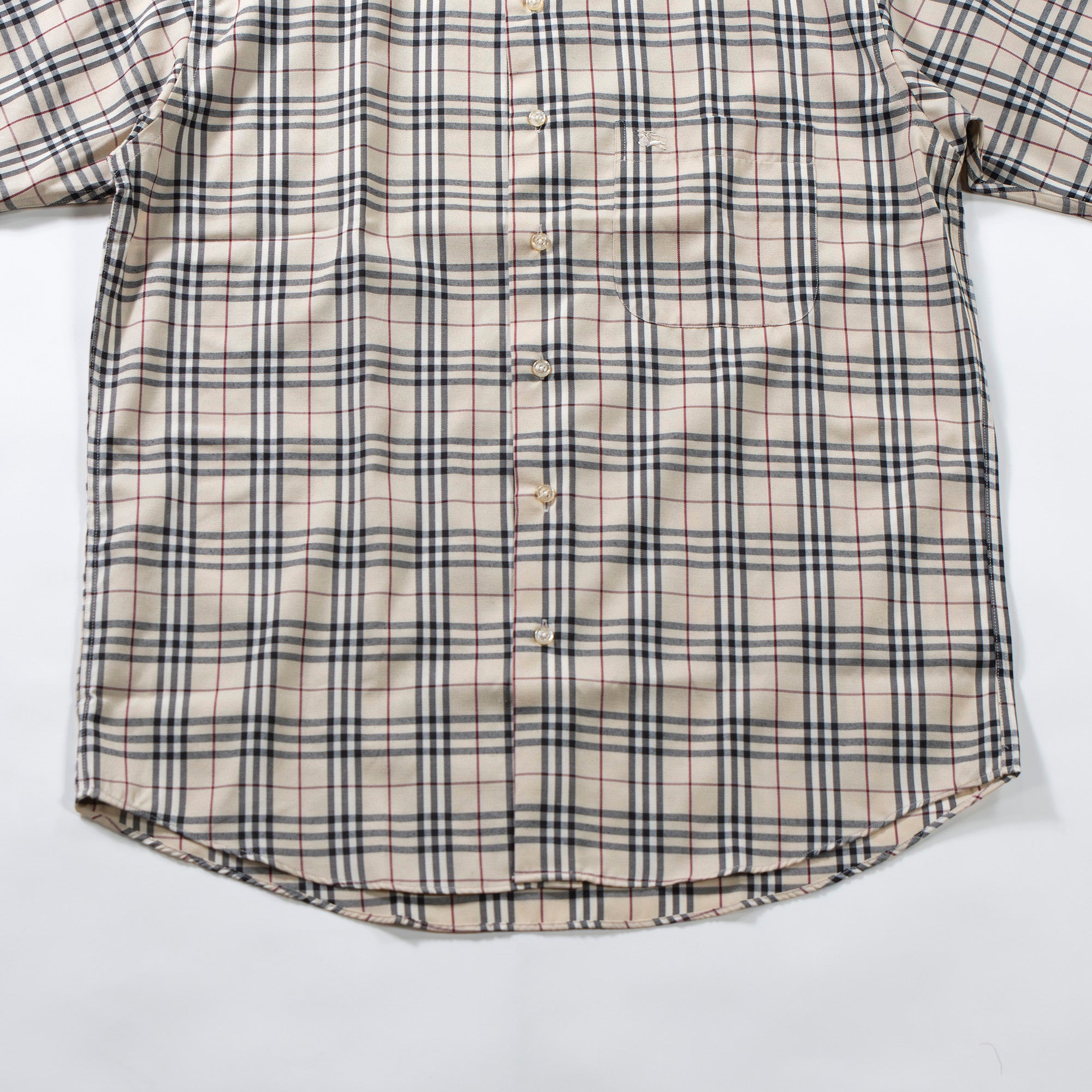 バーバリー BURBERRY LONDON ◆未使用品◆ ショートスリーブチェックシャツ レギュラーカラー 刺繍ロゴ メンズ レディース 半袖