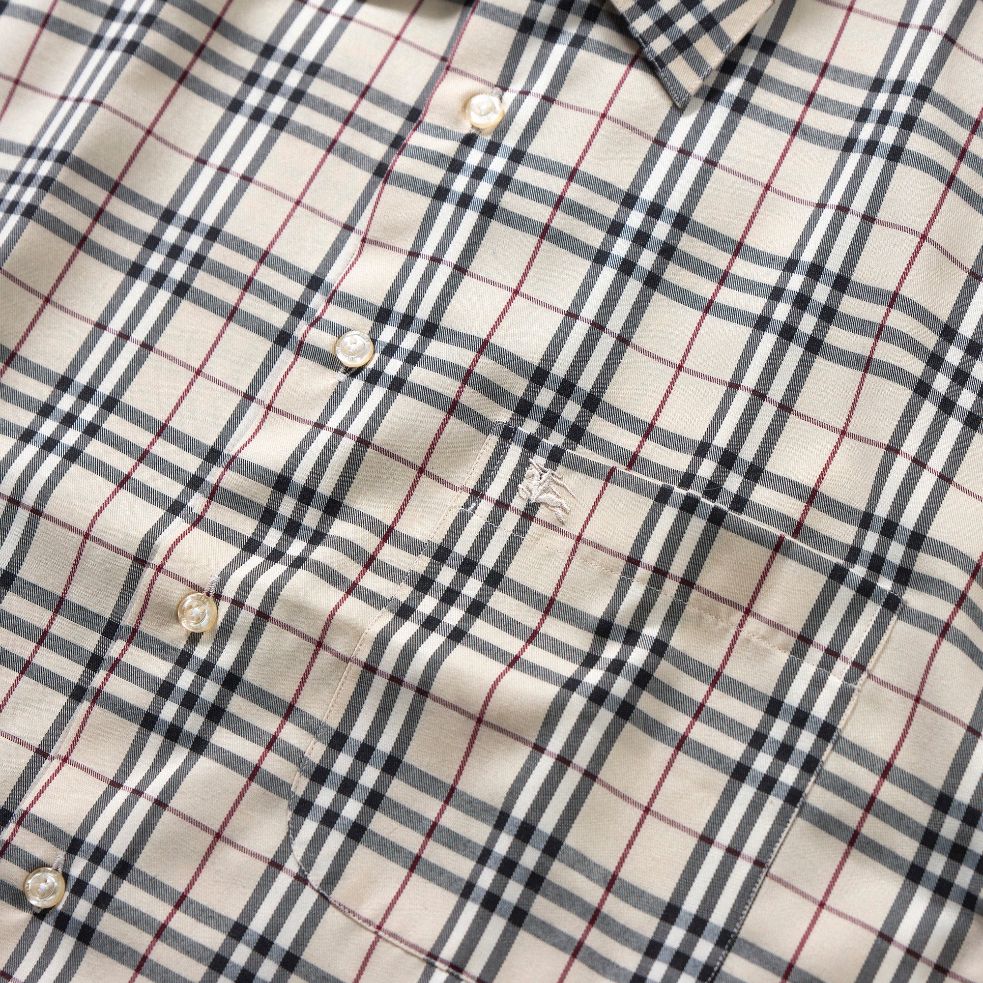 バーバリー BURBERRY LONDON ◆未使用品◆ ショートスリーブチェックシャツ レギュラーカラー 刺繍ロゴ メンズ レディース 半袖