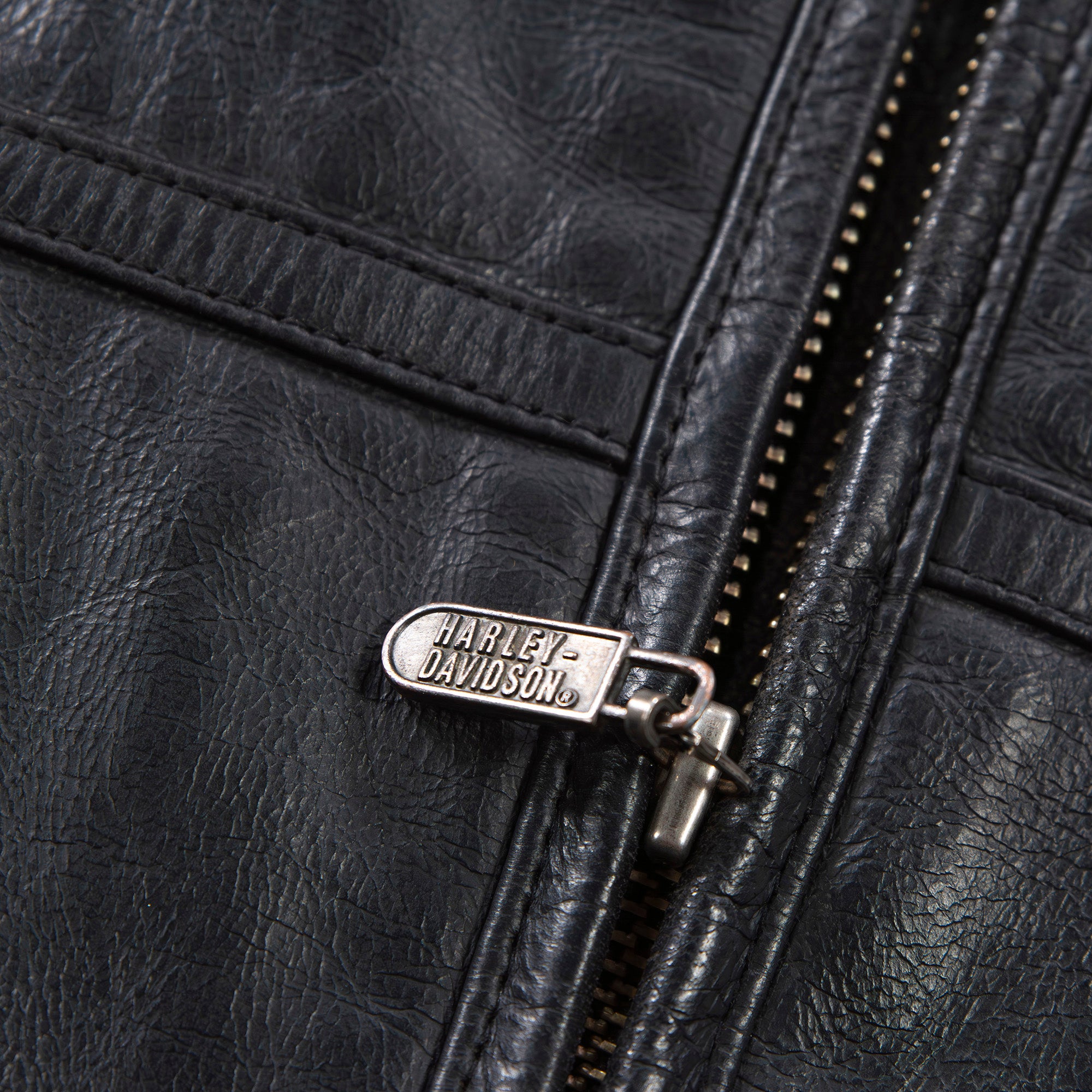 ハーレーダビッドソン HARLEY-DAVIDSON レザーベスト 本革 ブラック 裏地メッシュ 刺繍ロゴ メンズファッション メンズアウター