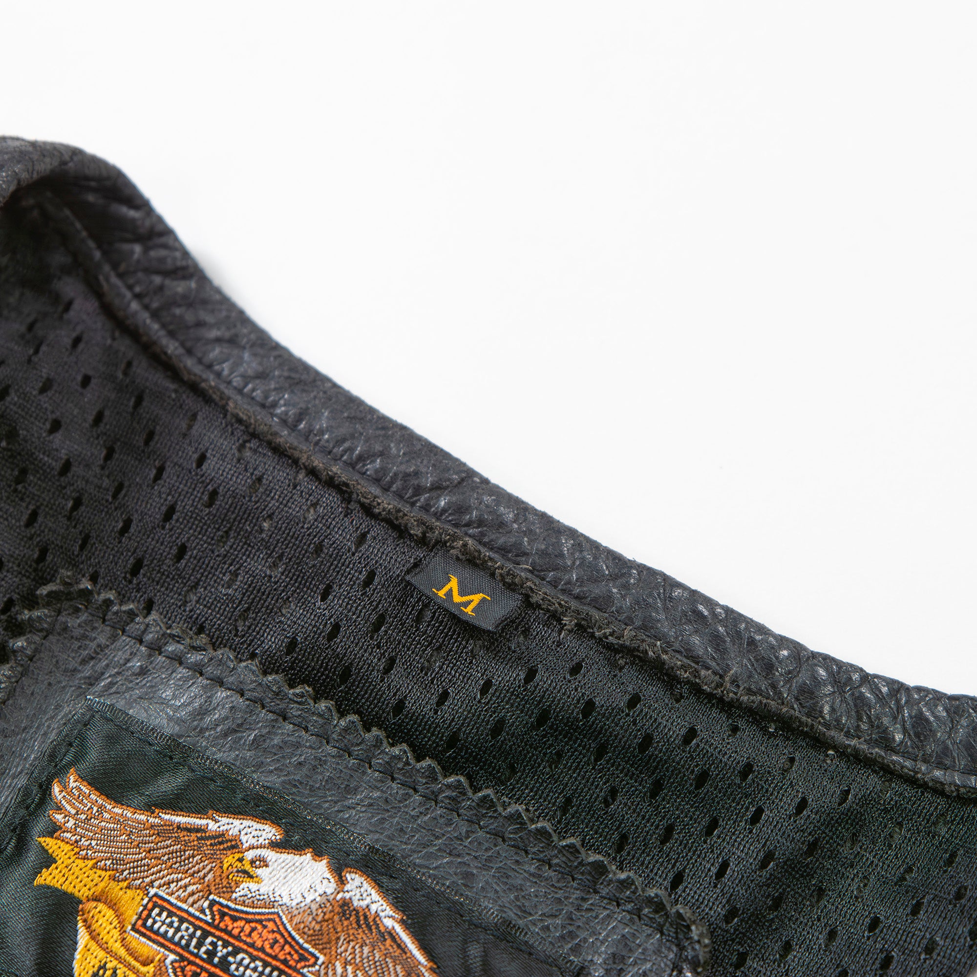 ハーレーダビッドソン HARLEY-DAVIDSON レザーベスト 本革 ブラック 裏地メッシュ 刺繍ロゴ メンズファッション メンズアウター