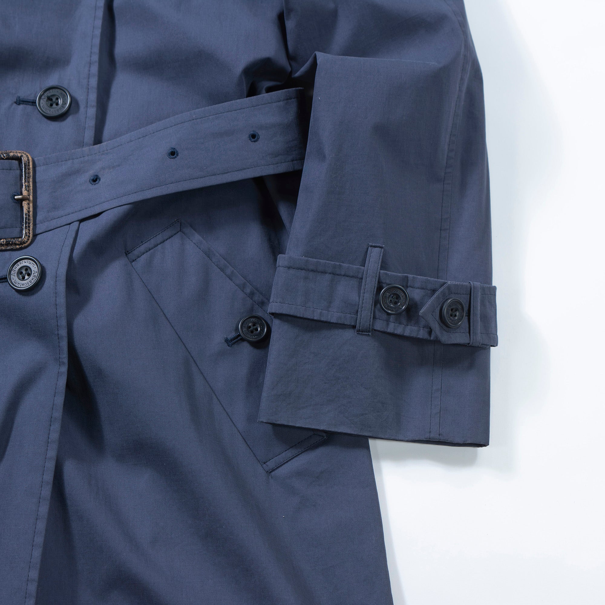 Aquascutum アクアスキュータム 英国製 トレンチコート グレー系 ラグランスリーブ スプリングコート レディース ライトアウター