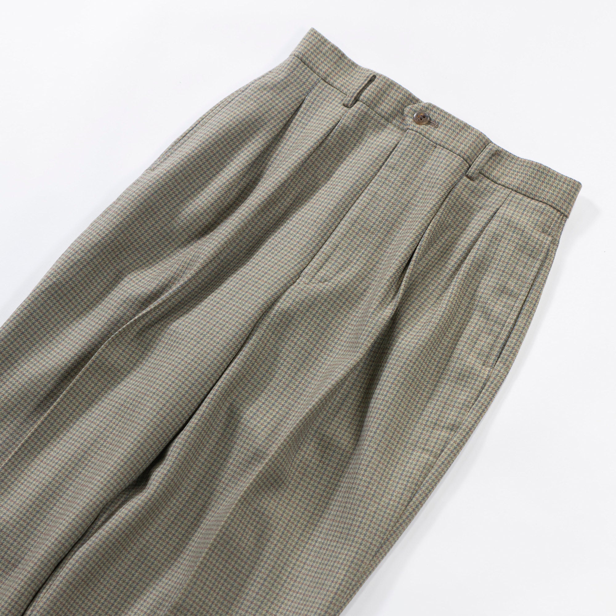 NEWYORKER 2-pleat wool slacks, gun club check, center press, trousers, American traditional, unisex