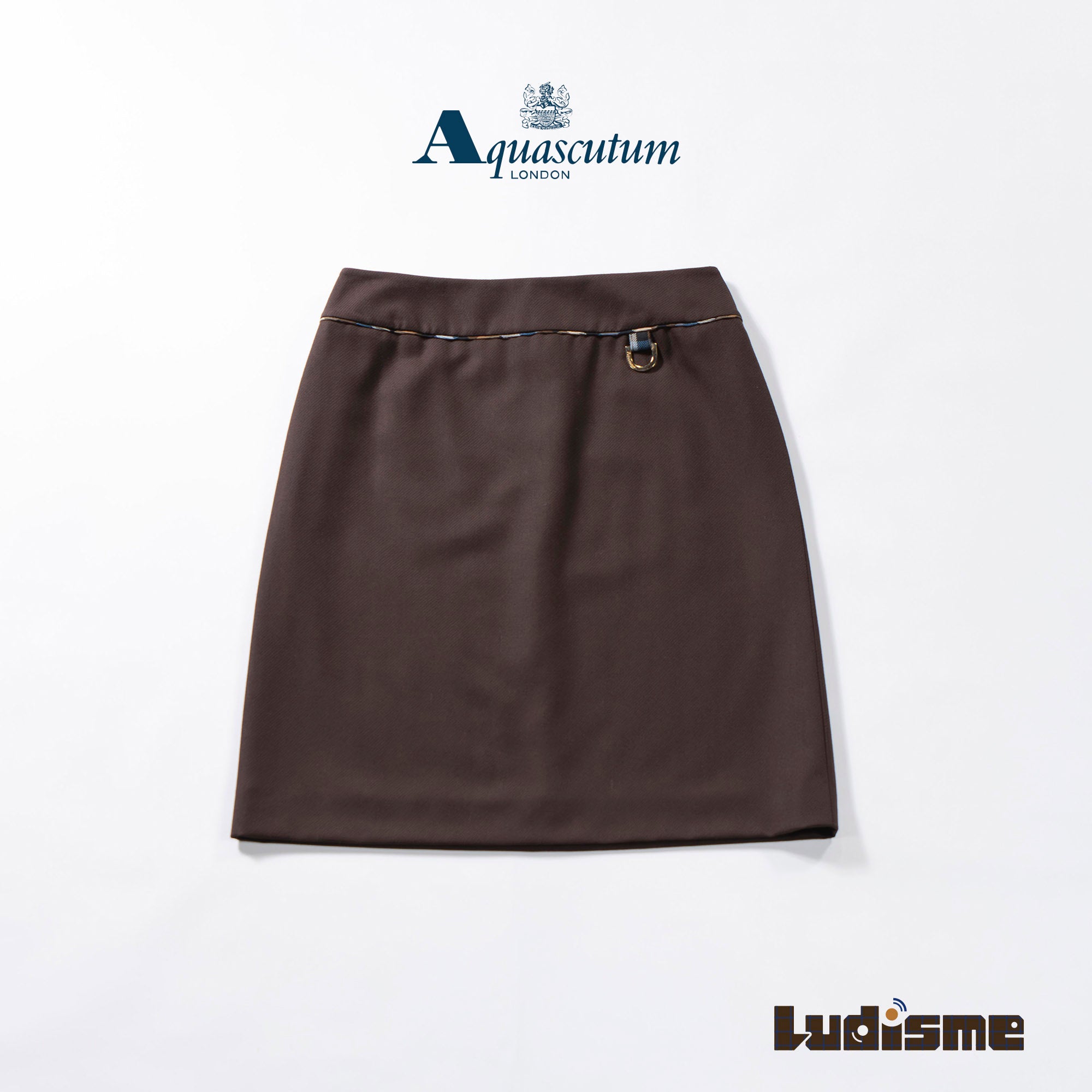 アクアスキュータム Aquascutum ウールスカート ブラウン