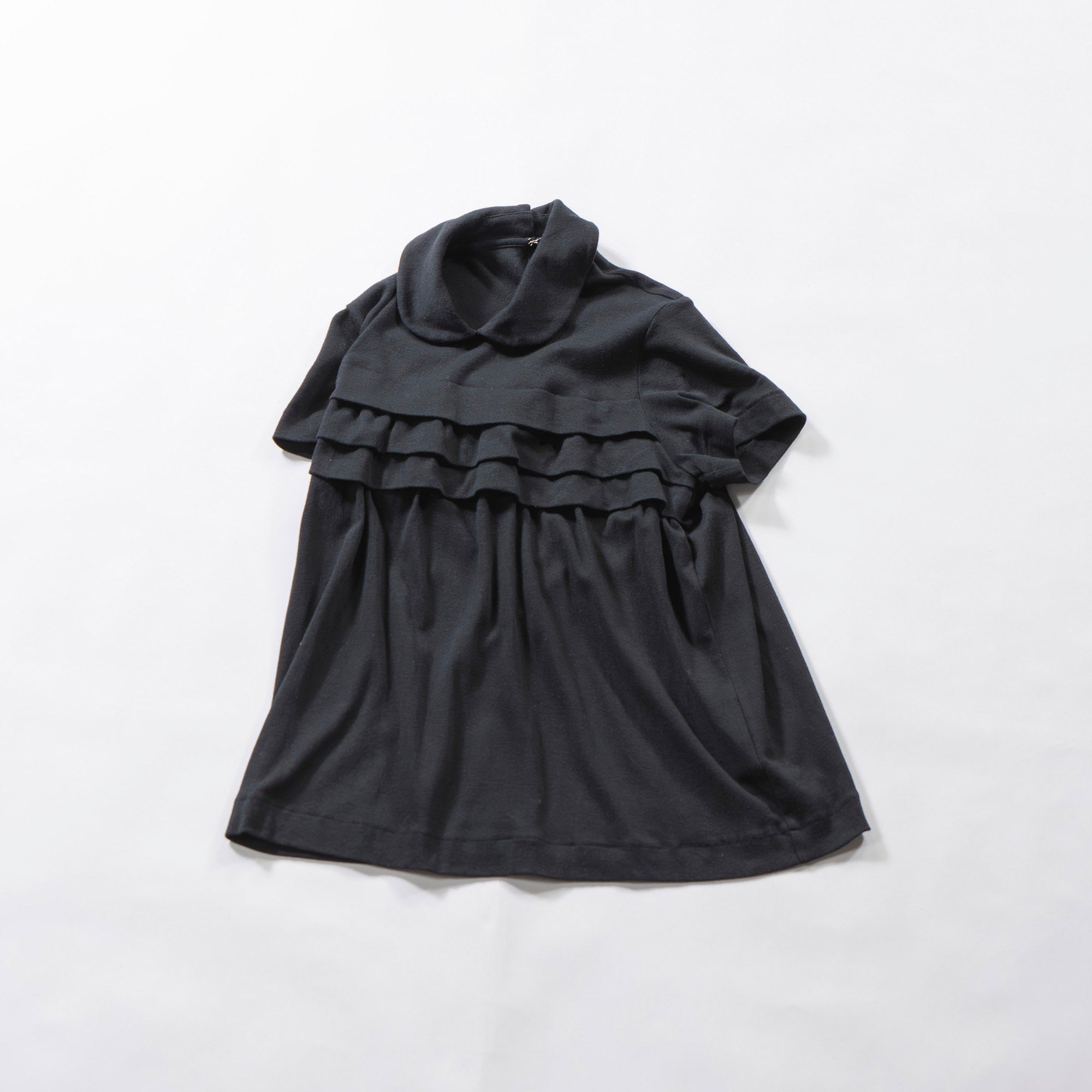 コムデギャルソン tricot COMME des GARCONS AD2016 フリルTシャツ ブラウス 丸襟 ブラック tao 栗原たお レディースファッション トップス