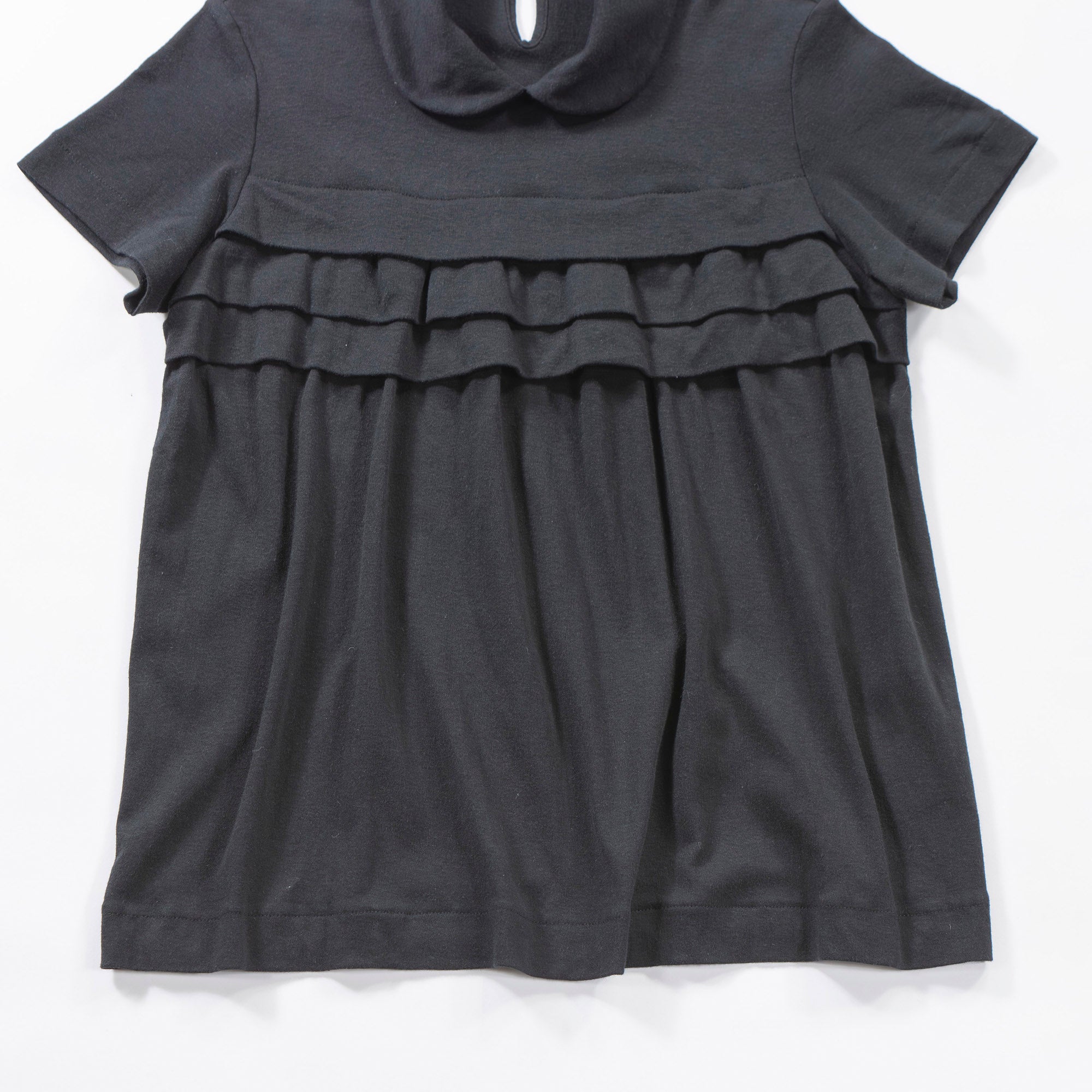 コムデギャルソン tricot COMME des GARCONS AD2016 フリルTシャツ ブラウス 丸襟 ブラック tao 栗原たお レディースファッション トップス
