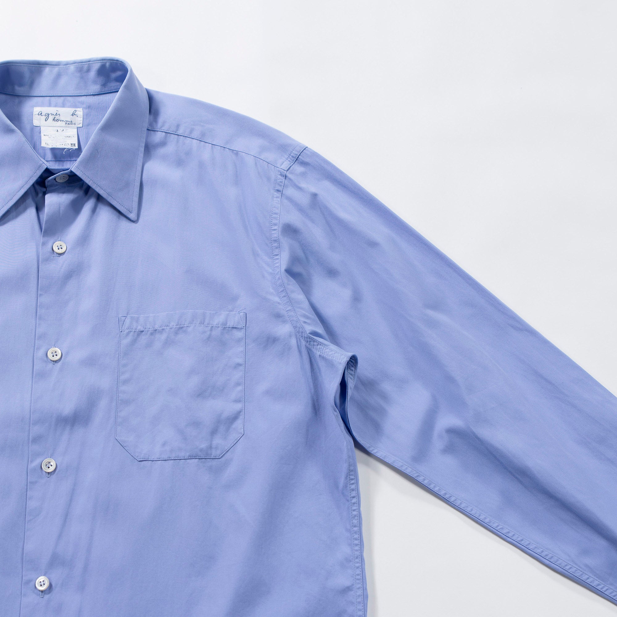 アニエスベー agnes b. homme フランス製 カッターシャツ サックスブルー オーバーサイズ メンズファッション メンズトップス メンズシャツ