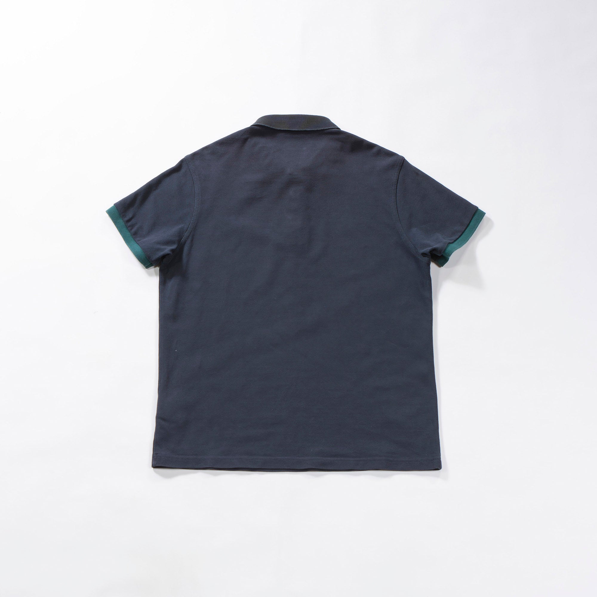 MONCLER Cotton Piqué Polo Shirt, Made in Turkey, Navy, Contrast Color, One Point Patch, Men's Top