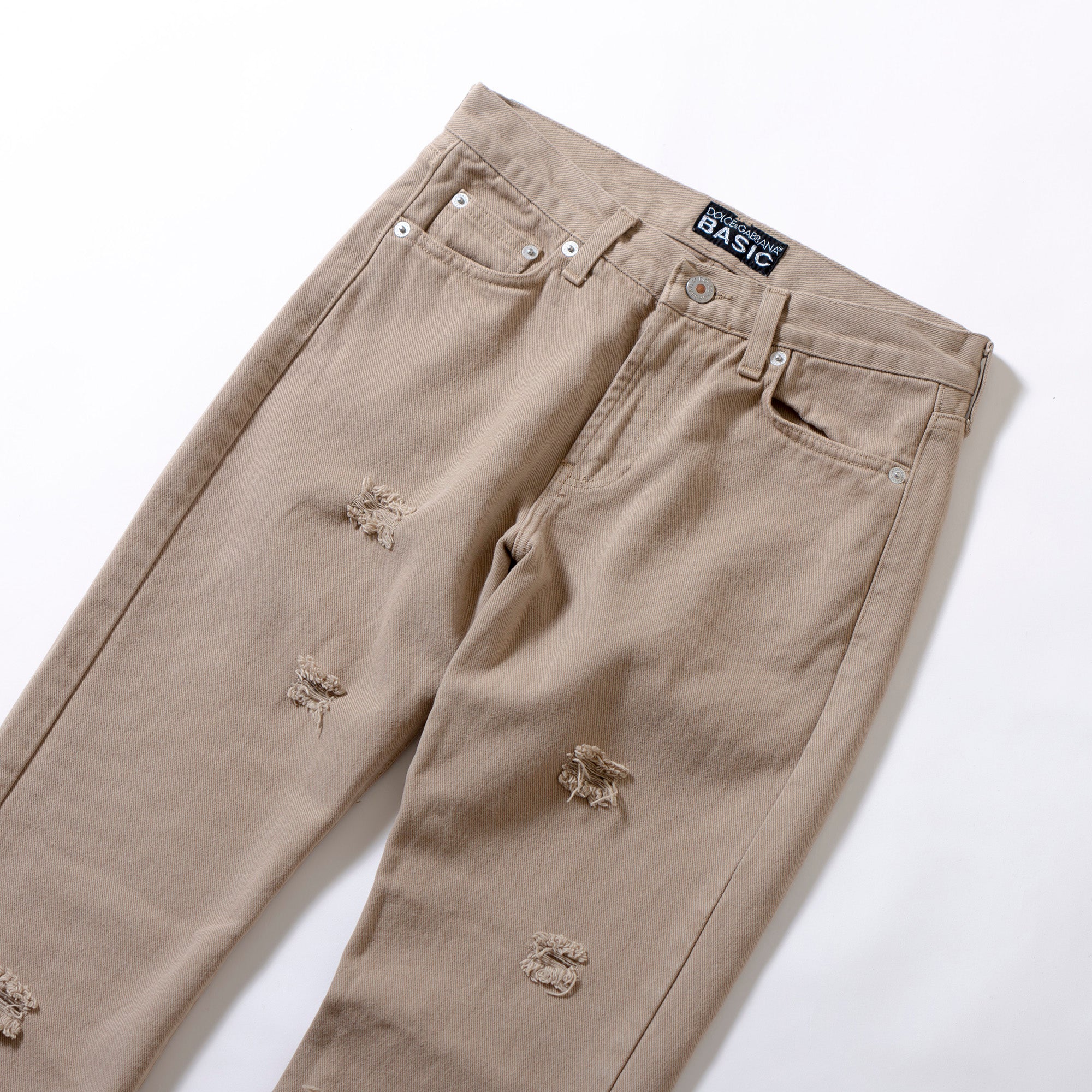 ドルチェ＆ガッバーナ DOLCE&GABBANA ベルボトム デニムパンツ フレアパンツ ダメージ加工 ベージュ レディースファッション ボトムス