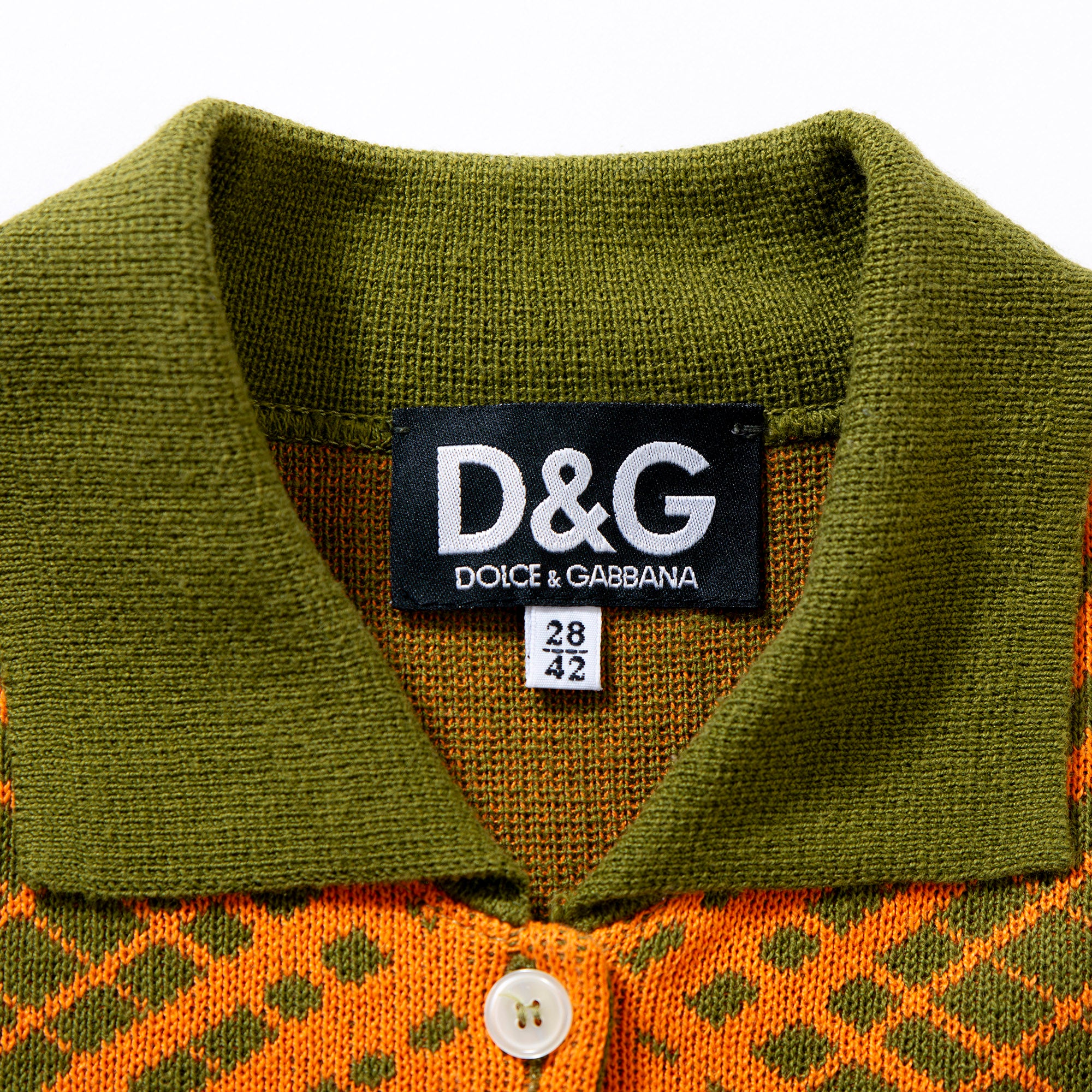 Dolce &amp; Gabbana D&amp;G DOLCE＆GABBANA Short Sleeve Knit Shirt Khaki x Orange Retro T-Shirt Short Sleeve Polo Shirt Women's