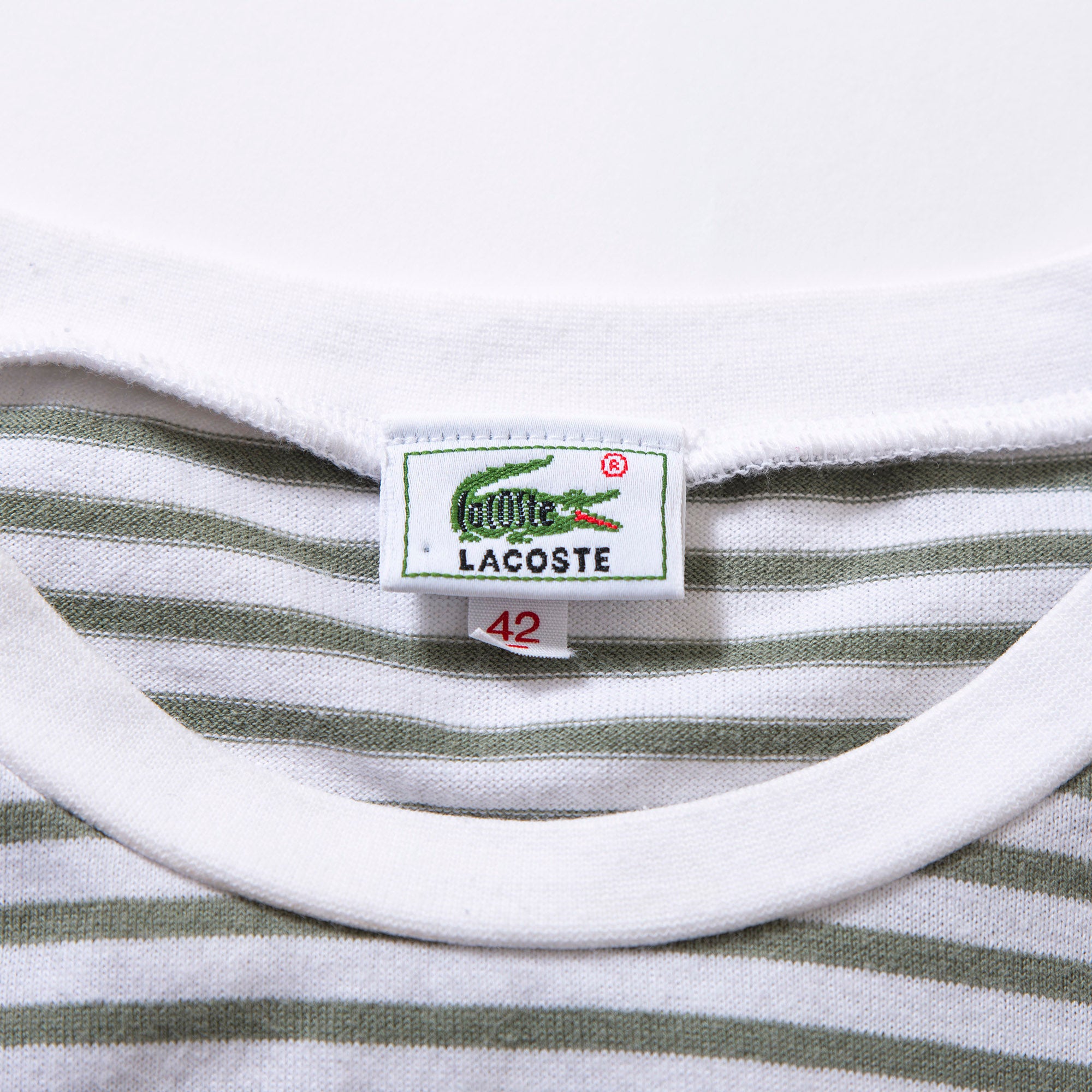 ラコステ LACOSTEノースリーブタンクトップ ボーダー カーキグリーン Tシャツ キャミソール レディースファッション トップス