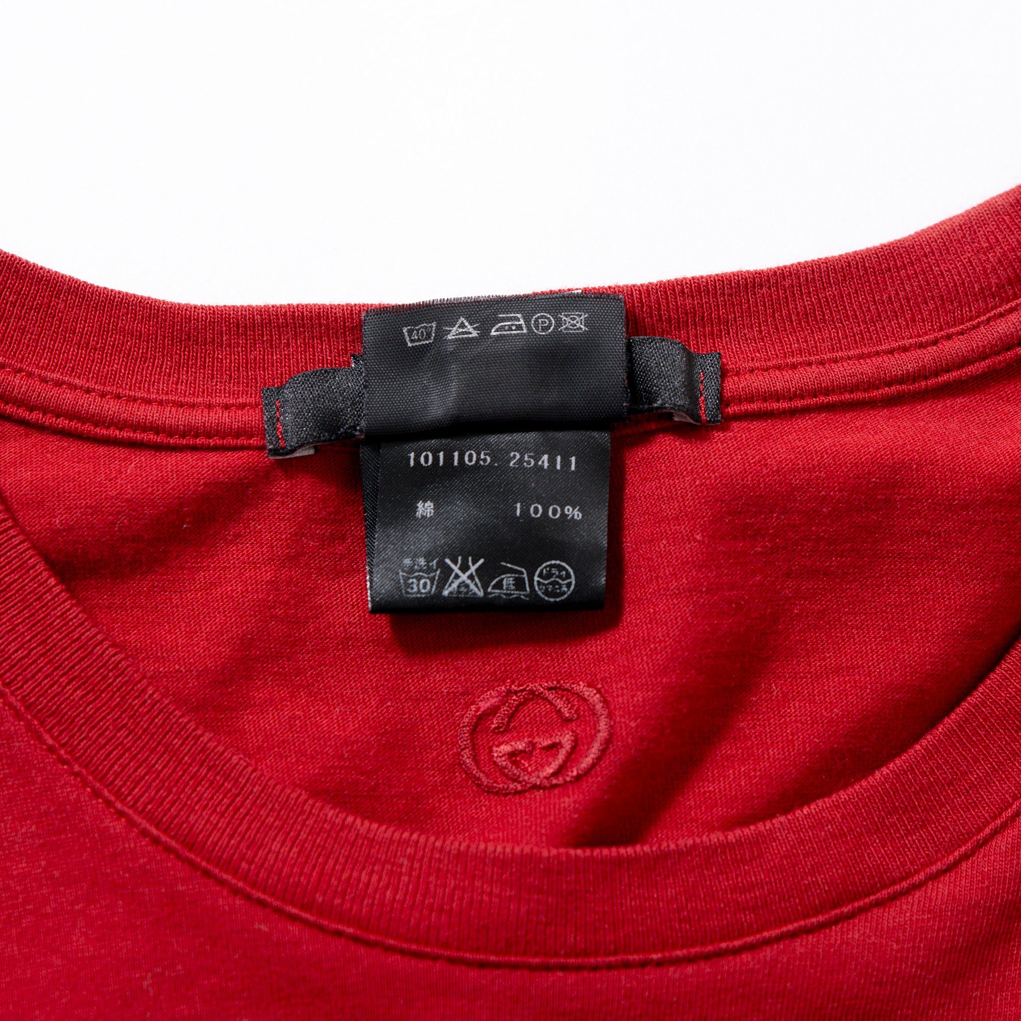 グッチ GUCCI クルーネックTシャツ レッド 刺繍ロゴ コットン カットソー メンズファッション メンズトップス レディース ユニセックス