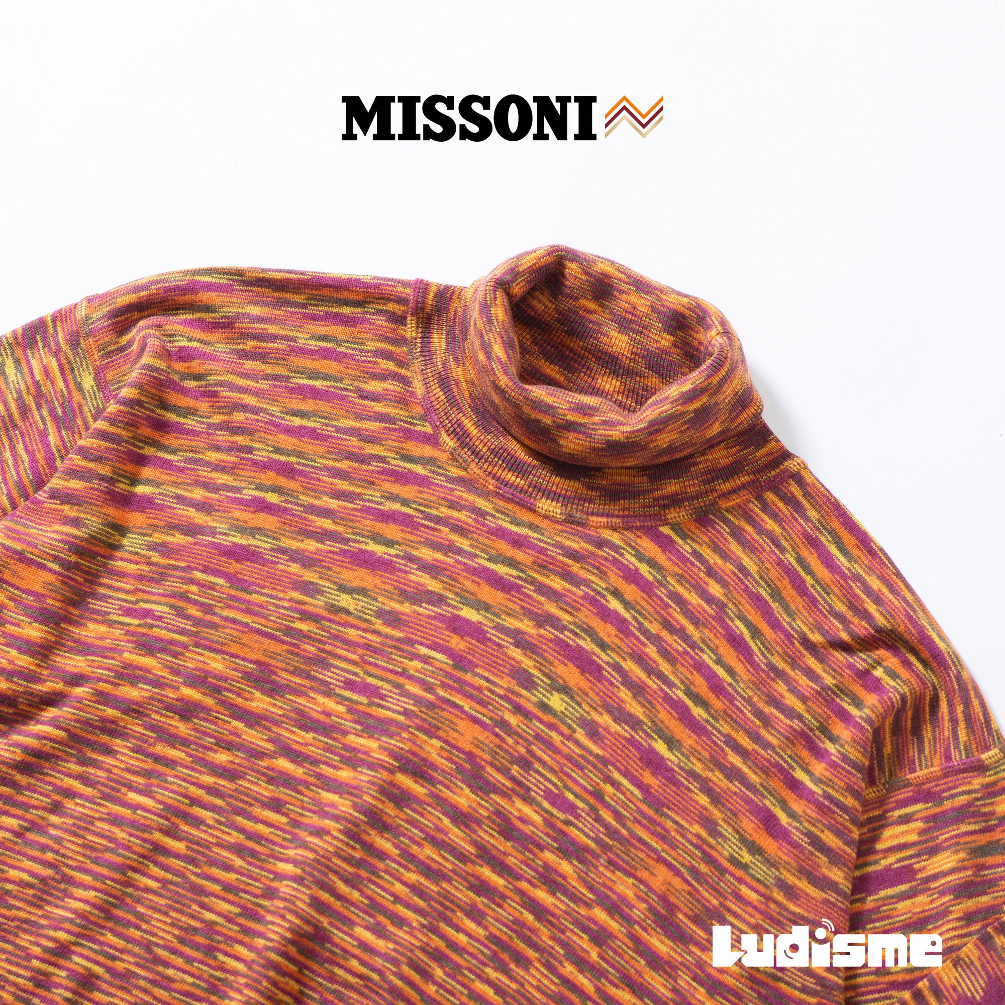 ミッソーニ MISSONI タートルネックニット カシミヤシルク混 総柄 カモ柄 トップス セーター メンズ ユニセックス