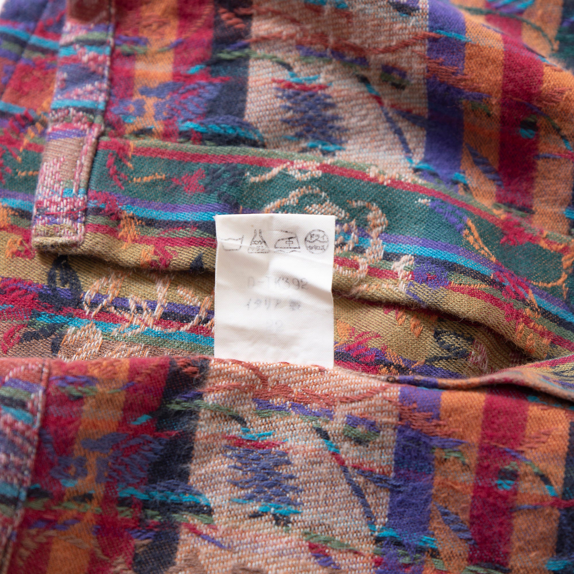 ミッソーニ MISSONI 総柄 コットンシャツ チェックシャツ 柄シャツ 刺繍柄 ジャカード織 ボックスシルエット 長袖シャツ ロングスリーブ