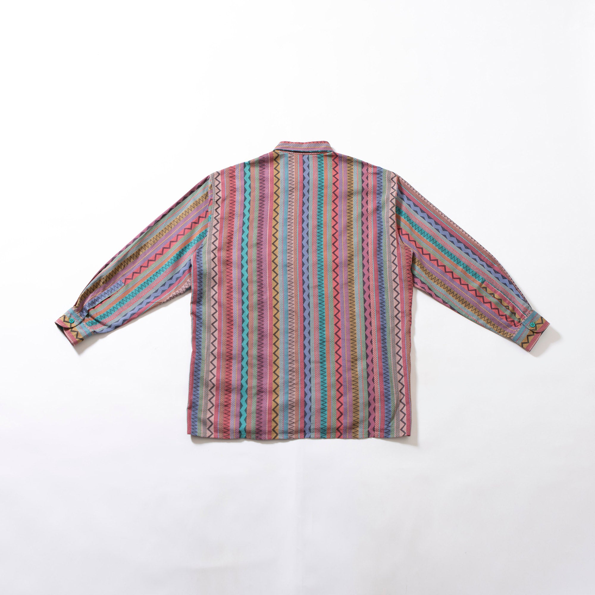 ミッソーニ MISSONI 総柄 コットンシャツ マルチストライプ 幾何学柄 柄シャツ 長袖シャツ ロングスリーブ ボックスシルエット イタリア製