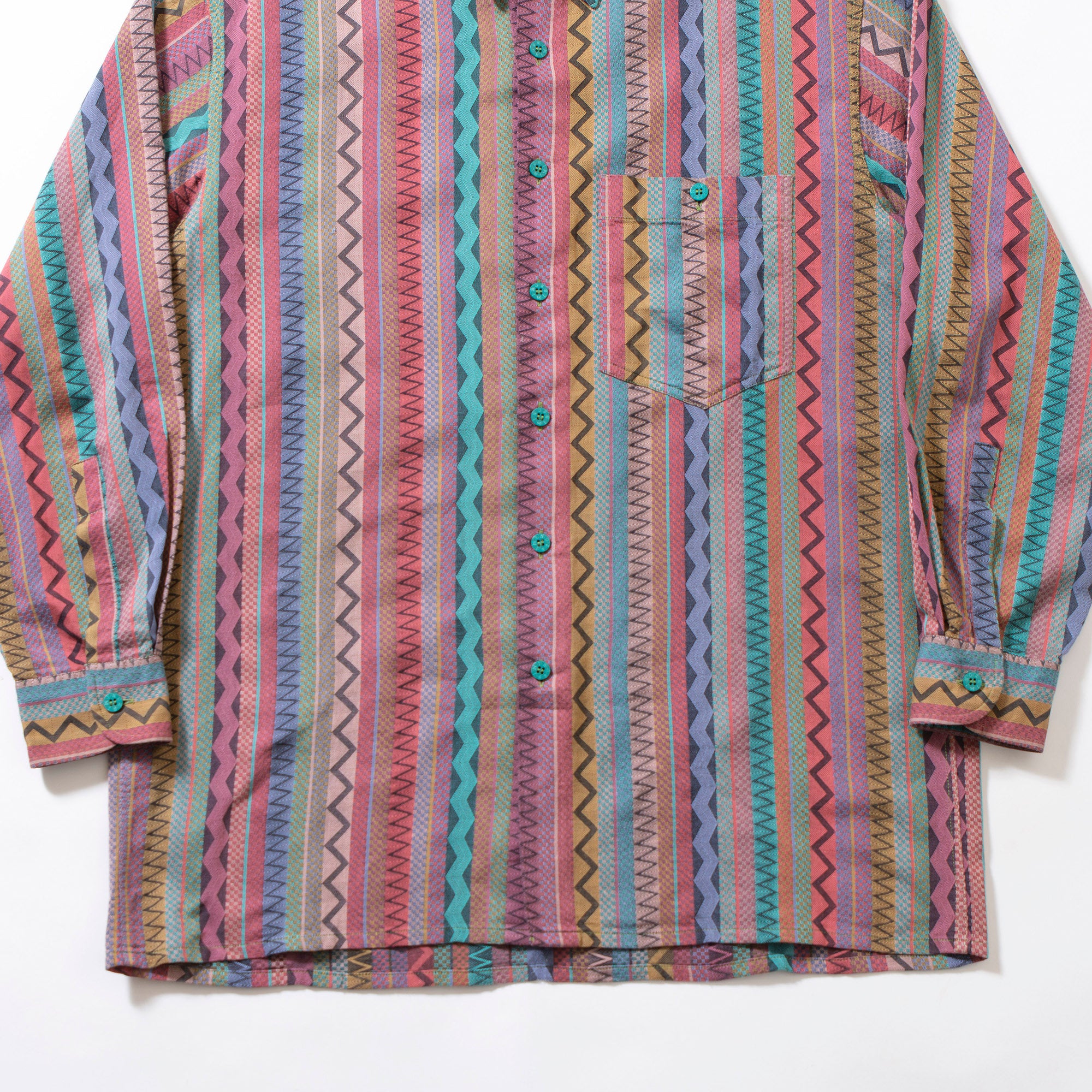 ミッソーニ MISSONI 総柄 コットンシャツ マルチストライプ 幾何学柄 柄シャツ 長袖シャツ ロングスリーブ ボックスシルエット イタリア製