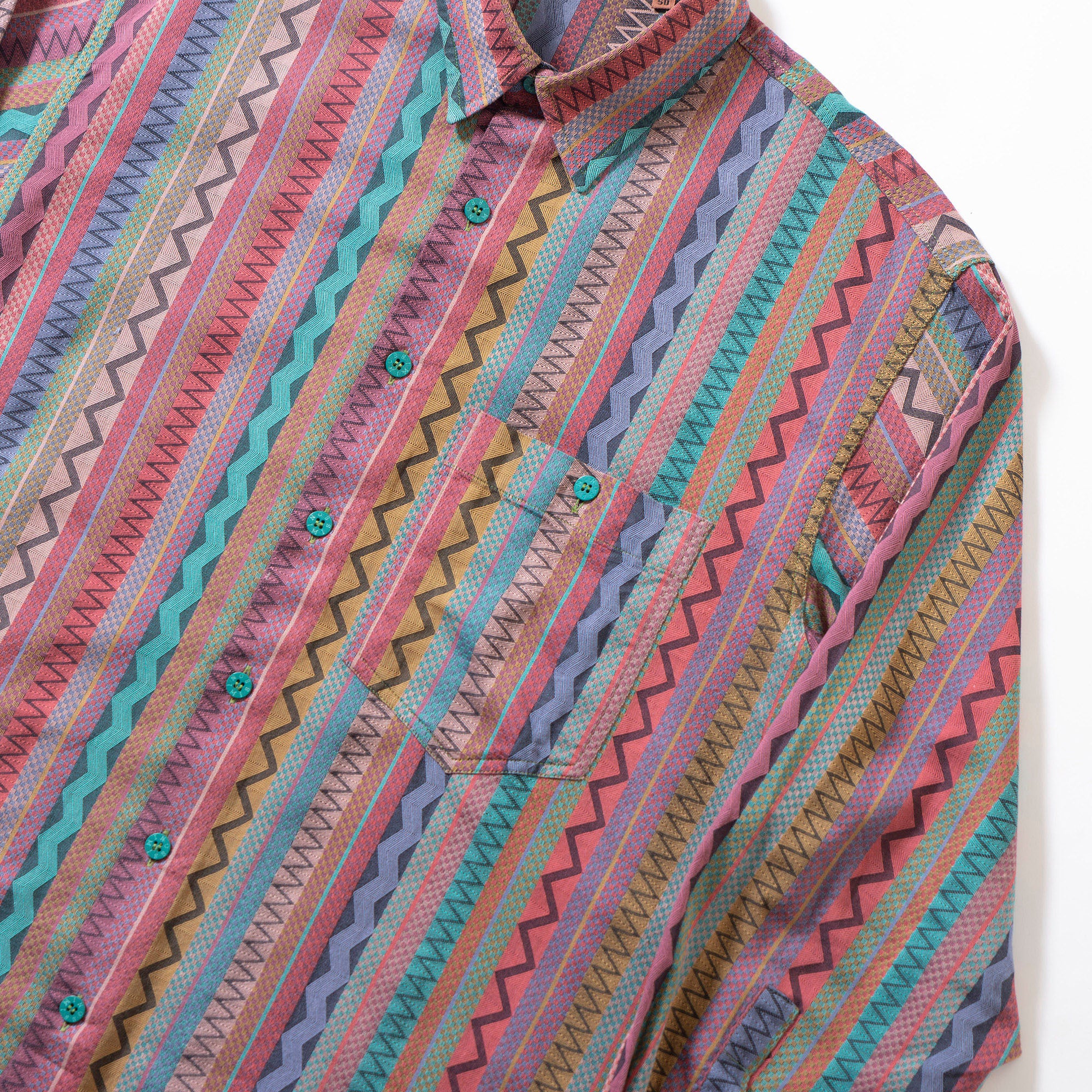 ミッソーニ MISSONI 総柄 コットンシャツ マルチストライプ 幾何学柄 柄シャツ 長袖シャツ ロングスリーブ ボックスシルエット イタリア製