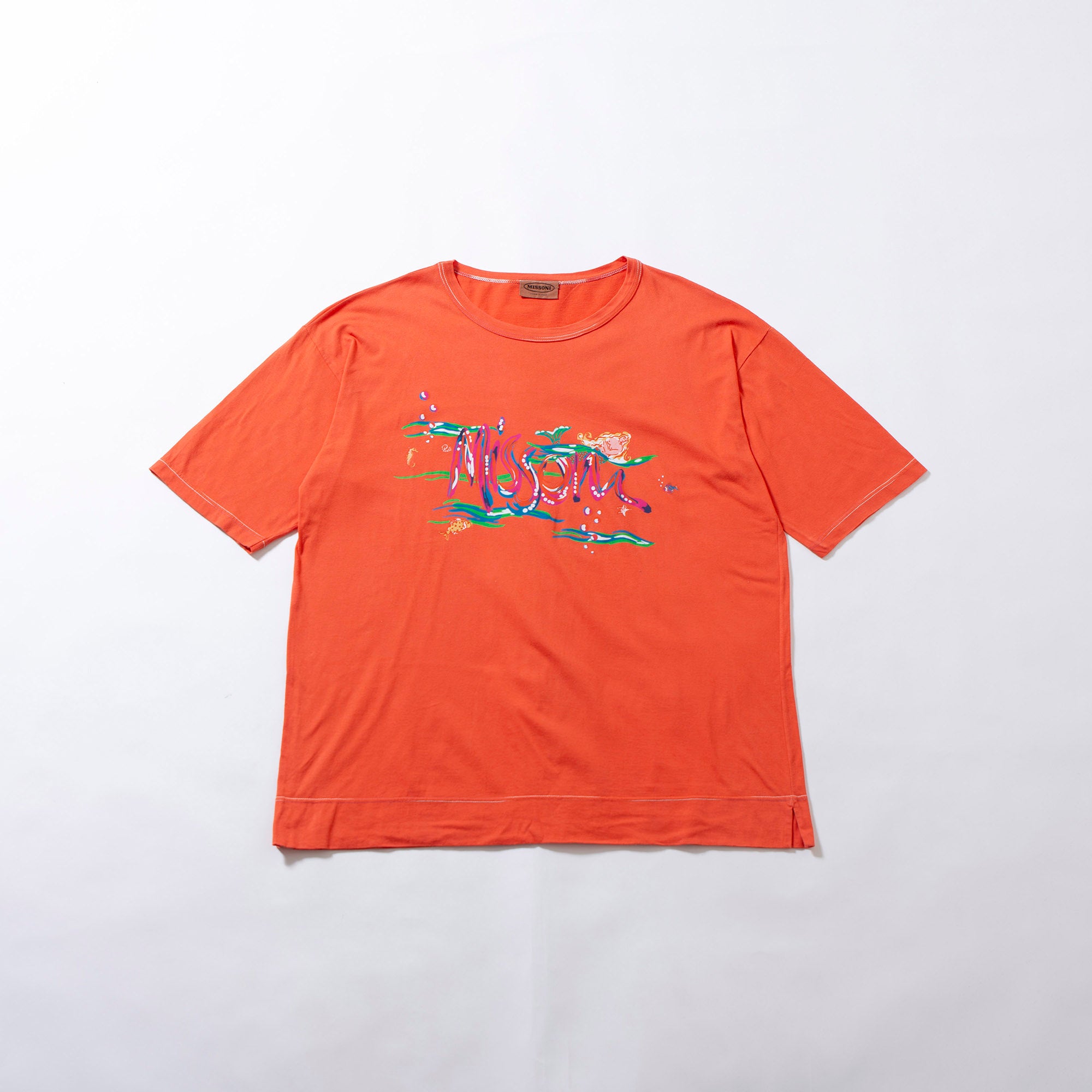 ミッソーニ MISSONI グラフィックプリント Tシャツ ブラッドオレンジ 半袖Tシャツ ショートスリーブ イタリア製 オーバーサイズ メンズ