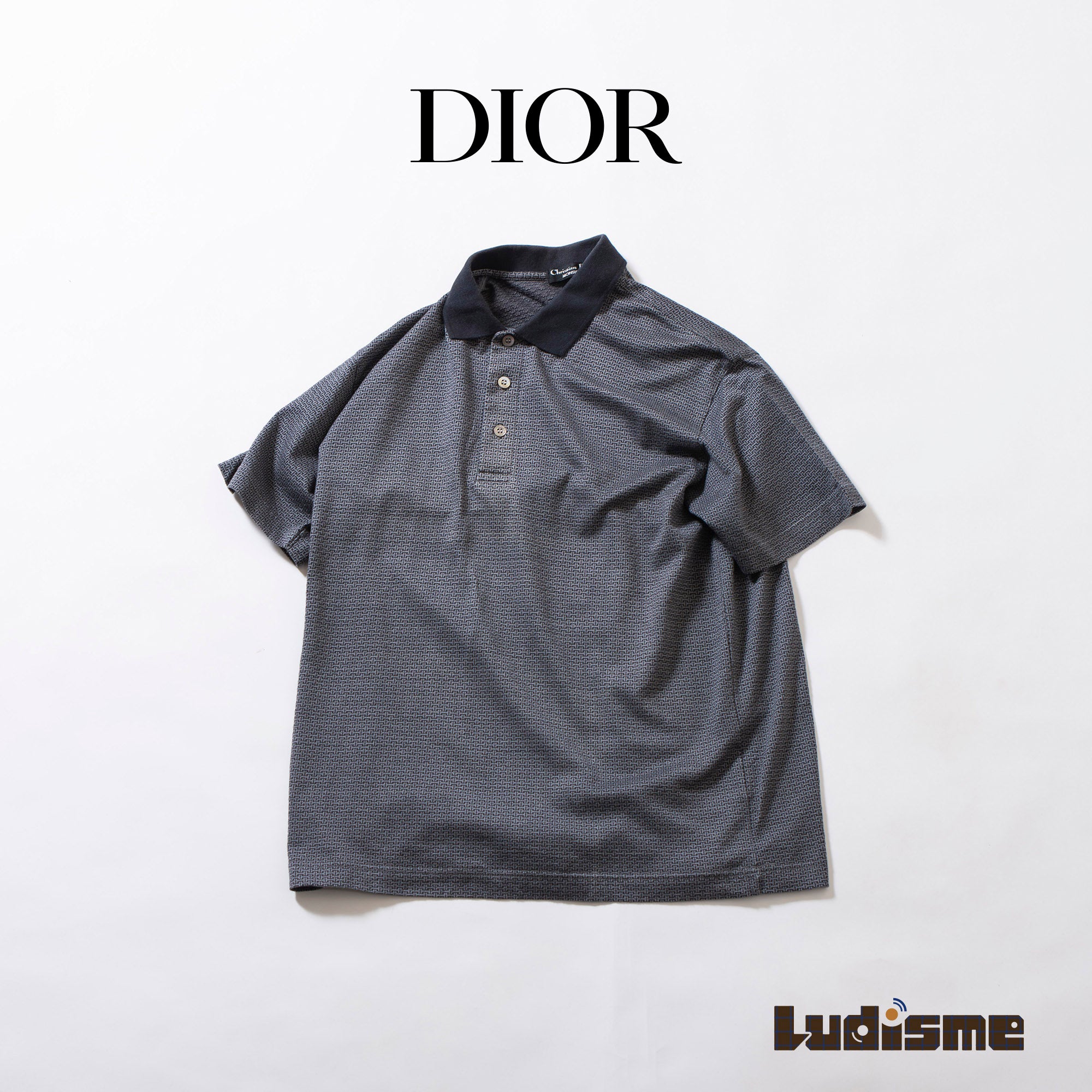 ディオール Christian Dior MONSIEUR 総柄ポロシャツ グレー ショートスリーブ Tシャツ ディオールオム DIOR HOMME メンズトップス