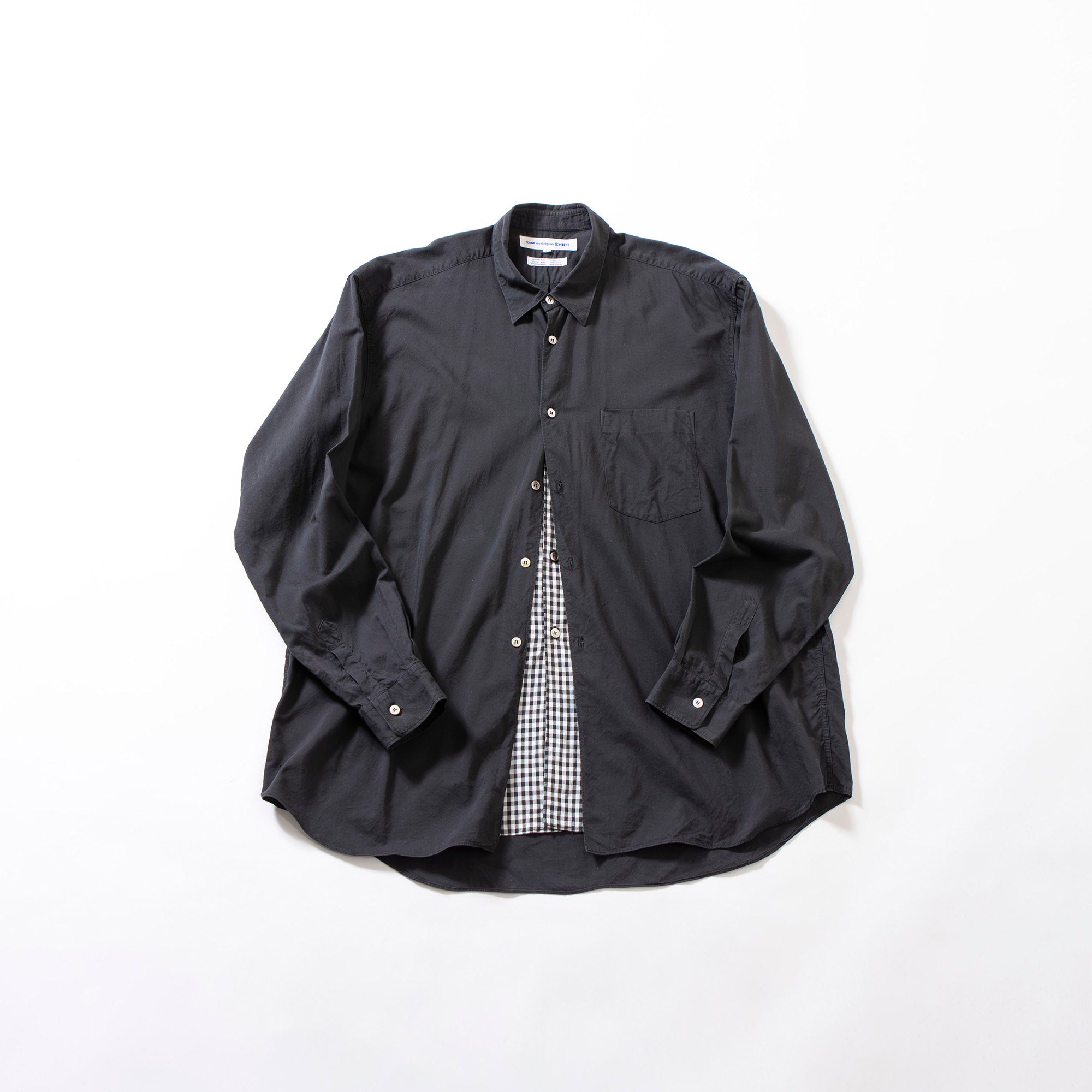 コムデギャルソン COMME des GARONS SHIRT ドッキングデザイン ロングスリーブシャツ ブラック ギンガムチェック フランス製 川久保玲