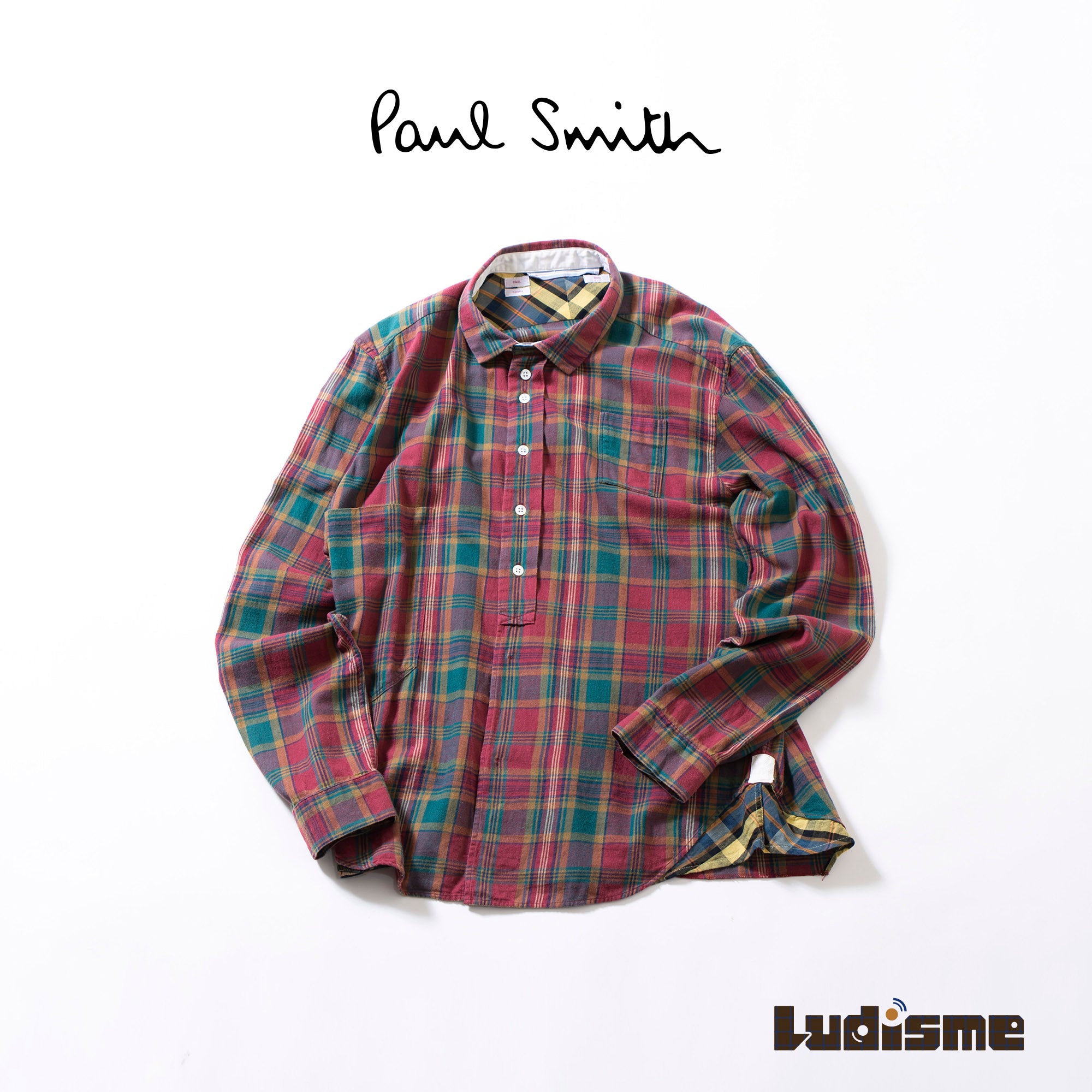 ポールスミス Paul Smith RED EAR フランネルシャツ チェック ロングスリーブ コットン マルチカラー 切り替えデザイン カジュアル メンズ