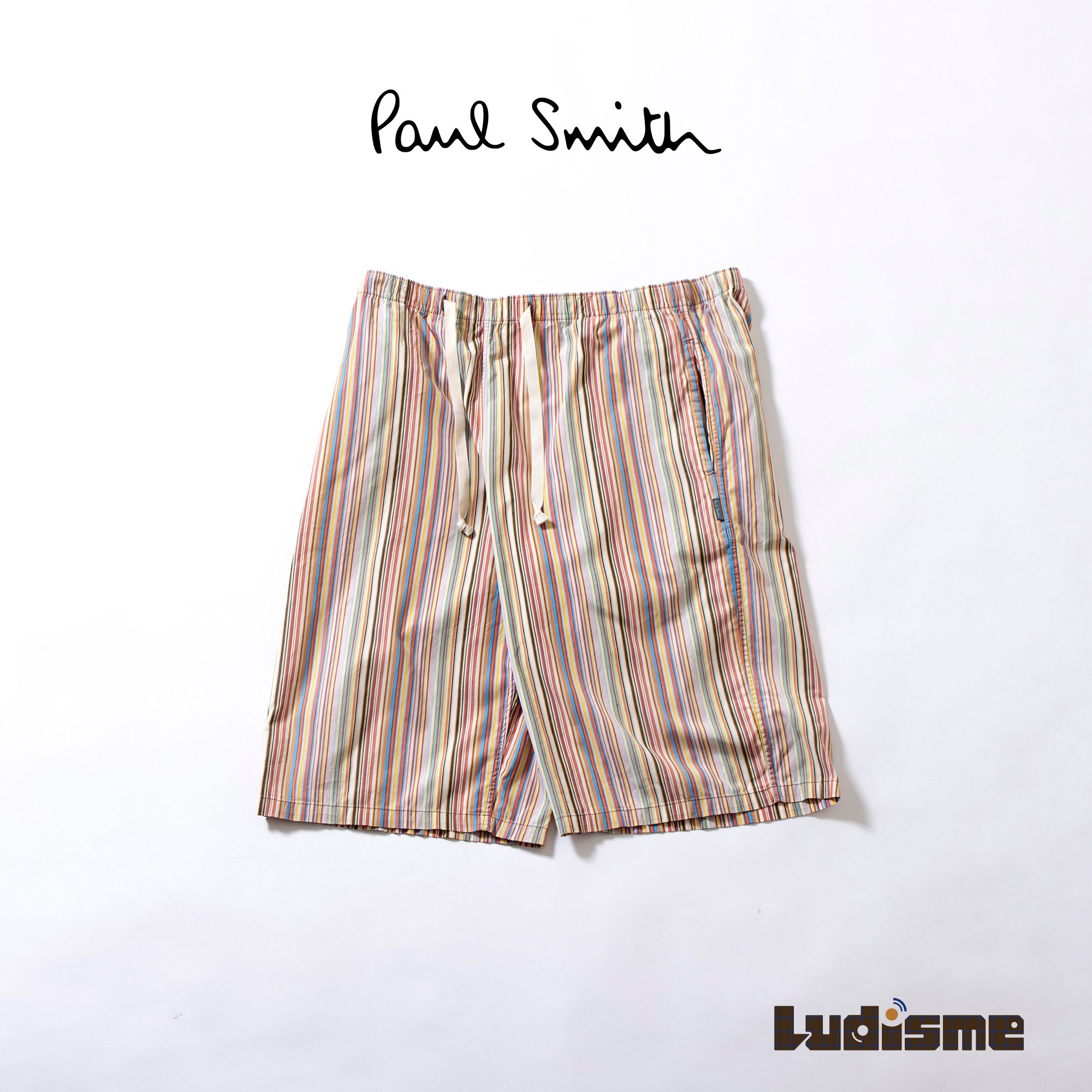 ポールスミス Paul Smith マルチストライプ ハーフパンツ コットン シャツ生地 イージーパンツ ショーツ カジュアル メンズファッション
