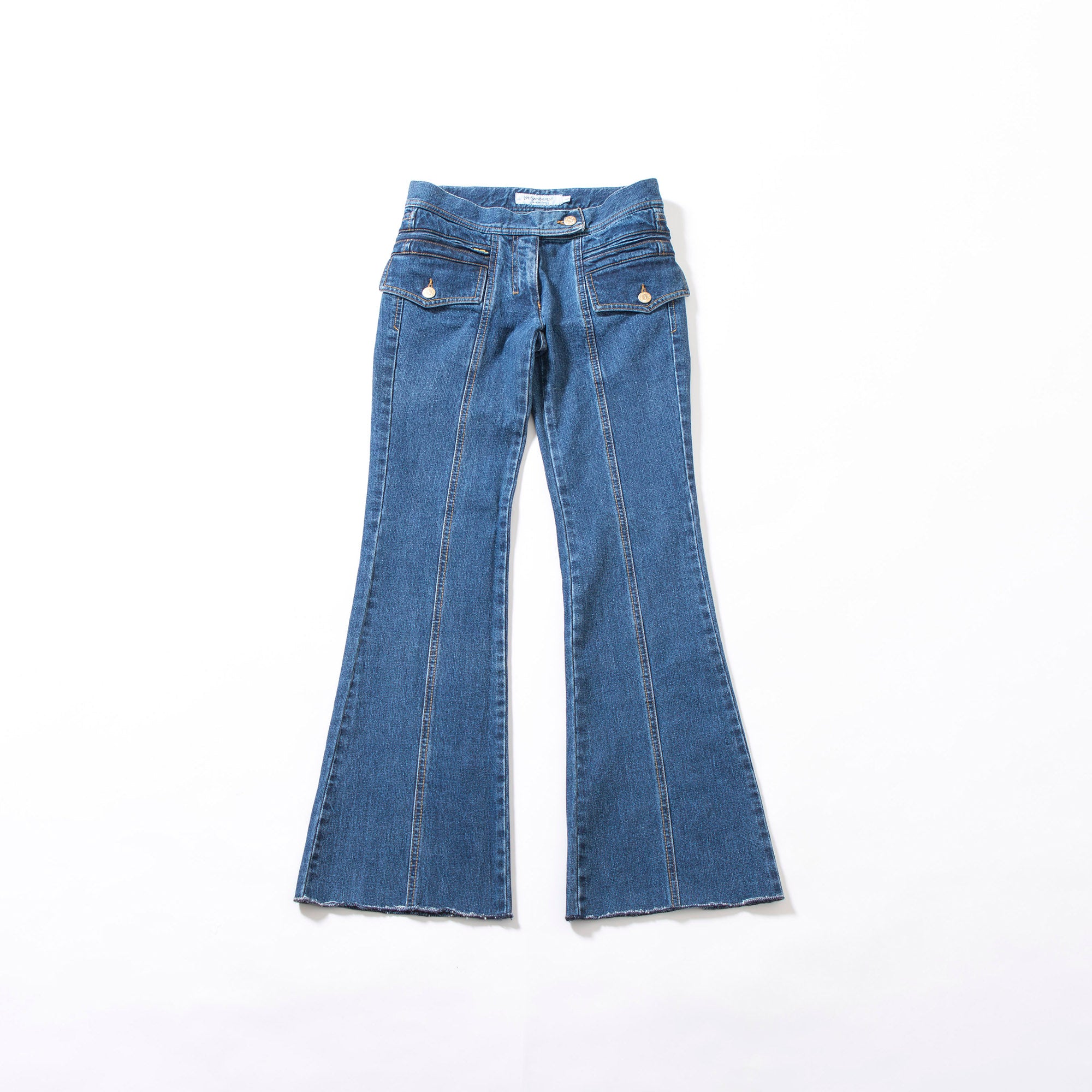サンローラン Yves Saint Laurent rive gauche ベルボトムデニムパンツ インディゴ 00s イタリア Y2K フレアデニム ブーツカット ジーン