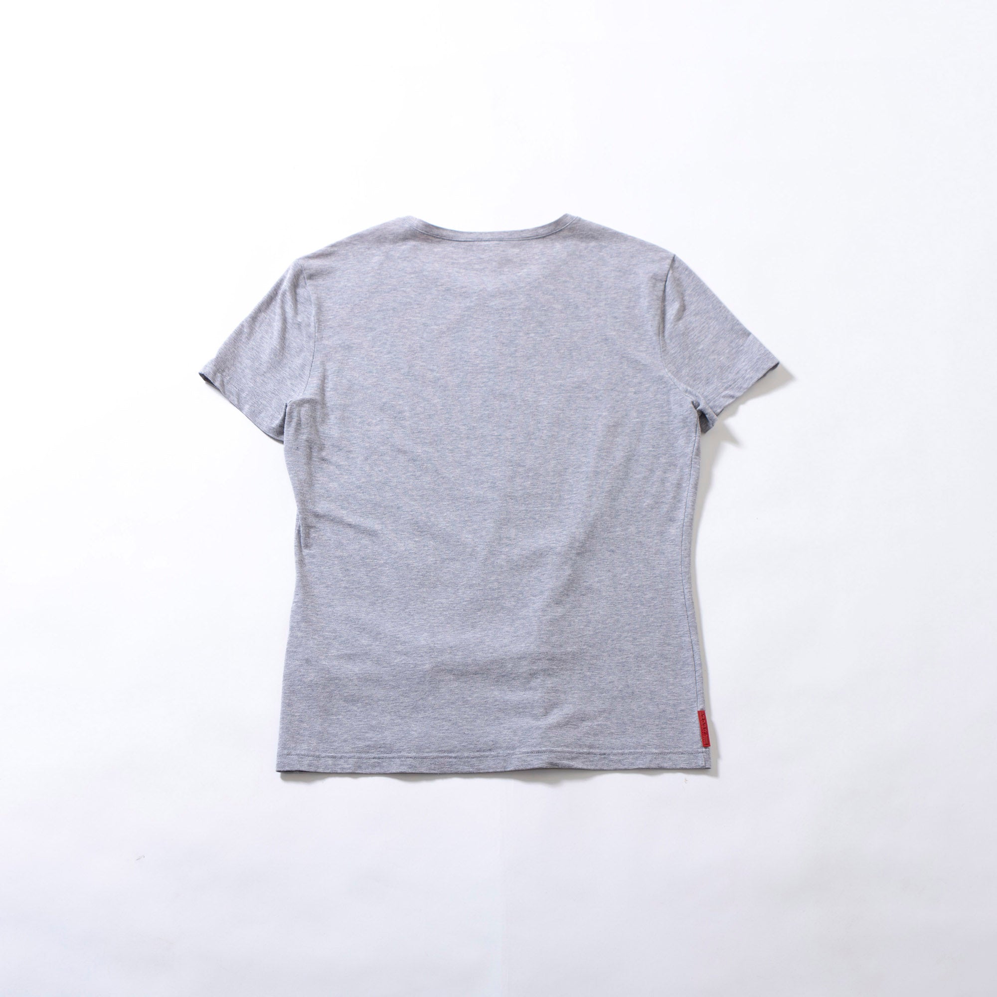 プラダ PRADA SPORT クルーネック Tシャツ ショートスリーブ グレー ロゴパッチ 半袖 ポケットTシャツ カットソー レディース メンズ