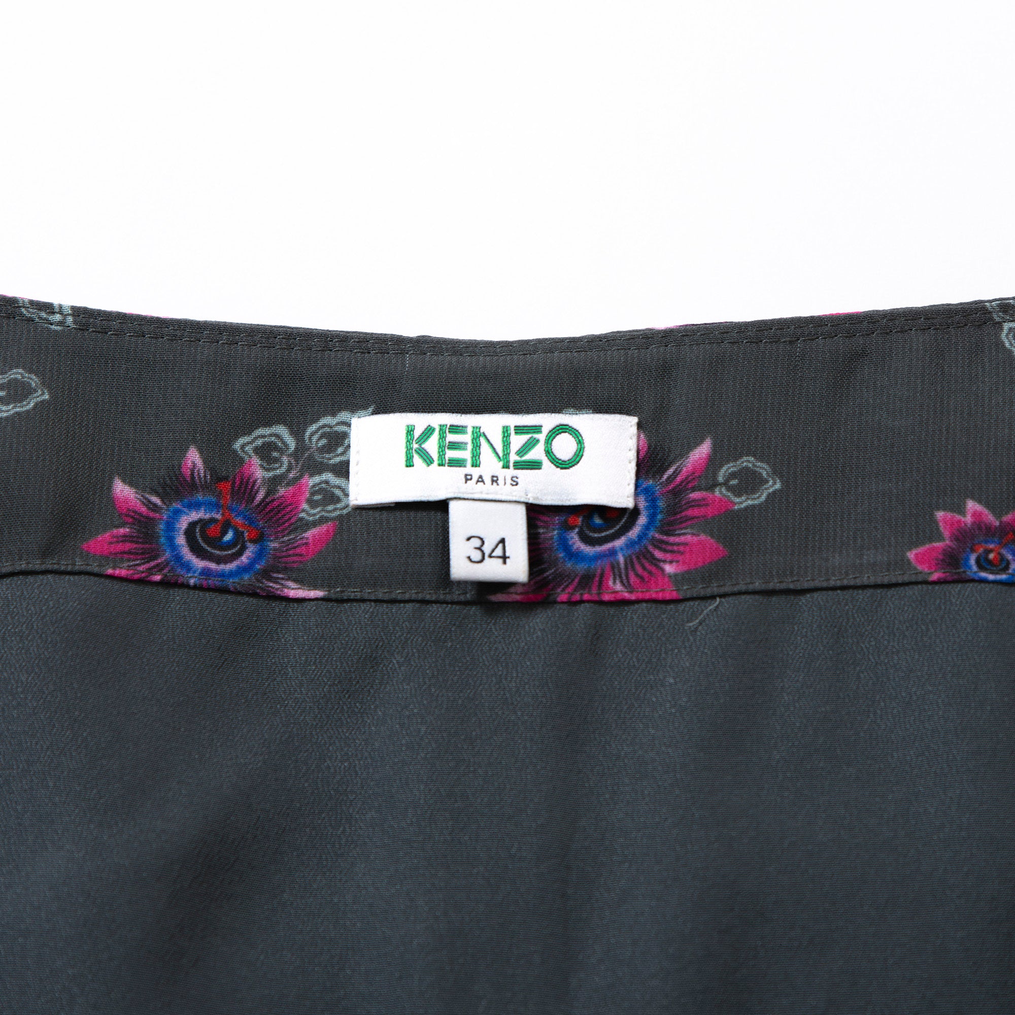 ケンゾー KENZO ノースリーブ ワンピース 花柄 プリーツ ロングドレス 34 レディース グリーン フラワープリント ロングワンピース モード