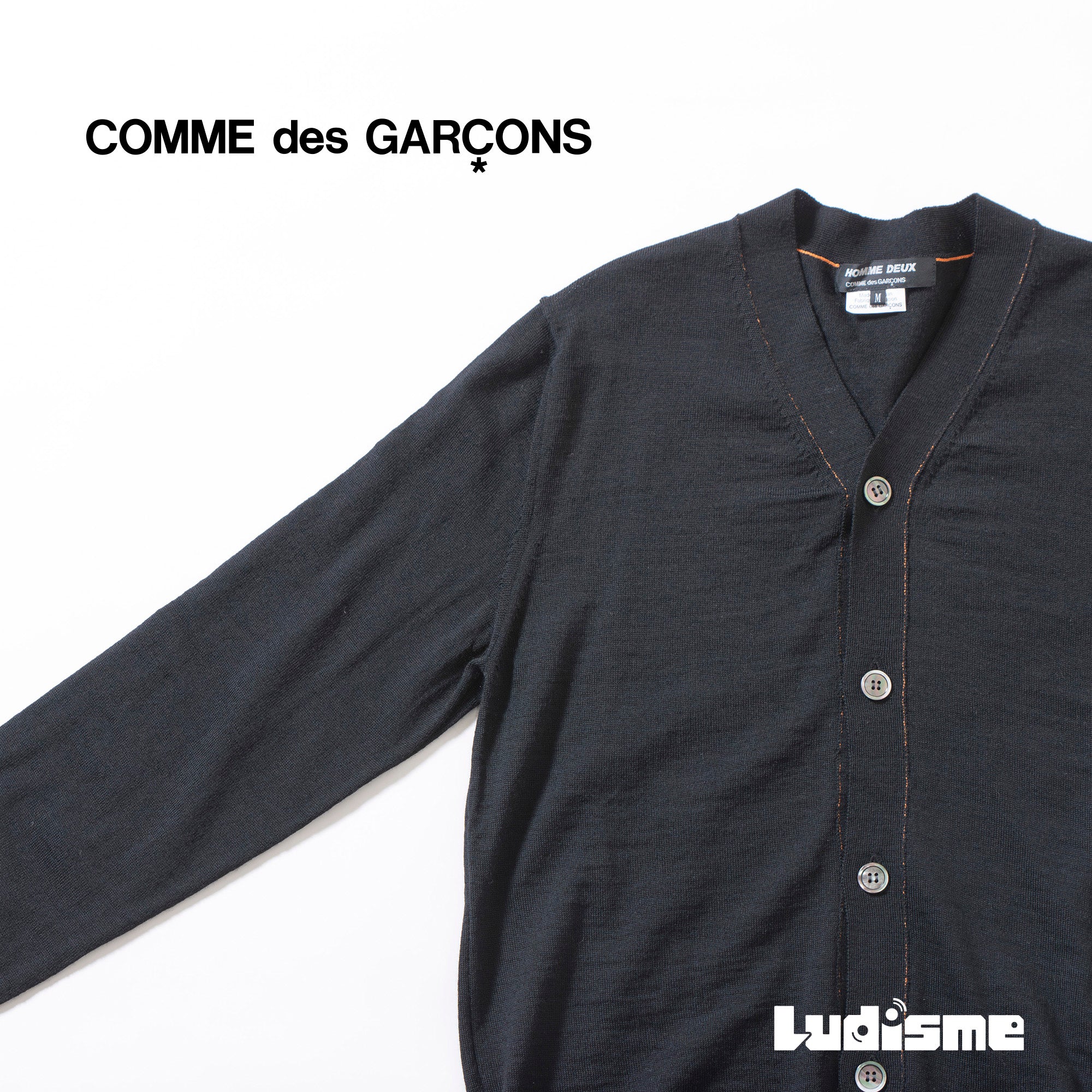 コムデギャルソン COMME des GARCONS HOMME DEUX AD2014 Vネック カーディガン ブラック M ウール100% ◆新品タグ付き◆ ニット  川久保玲