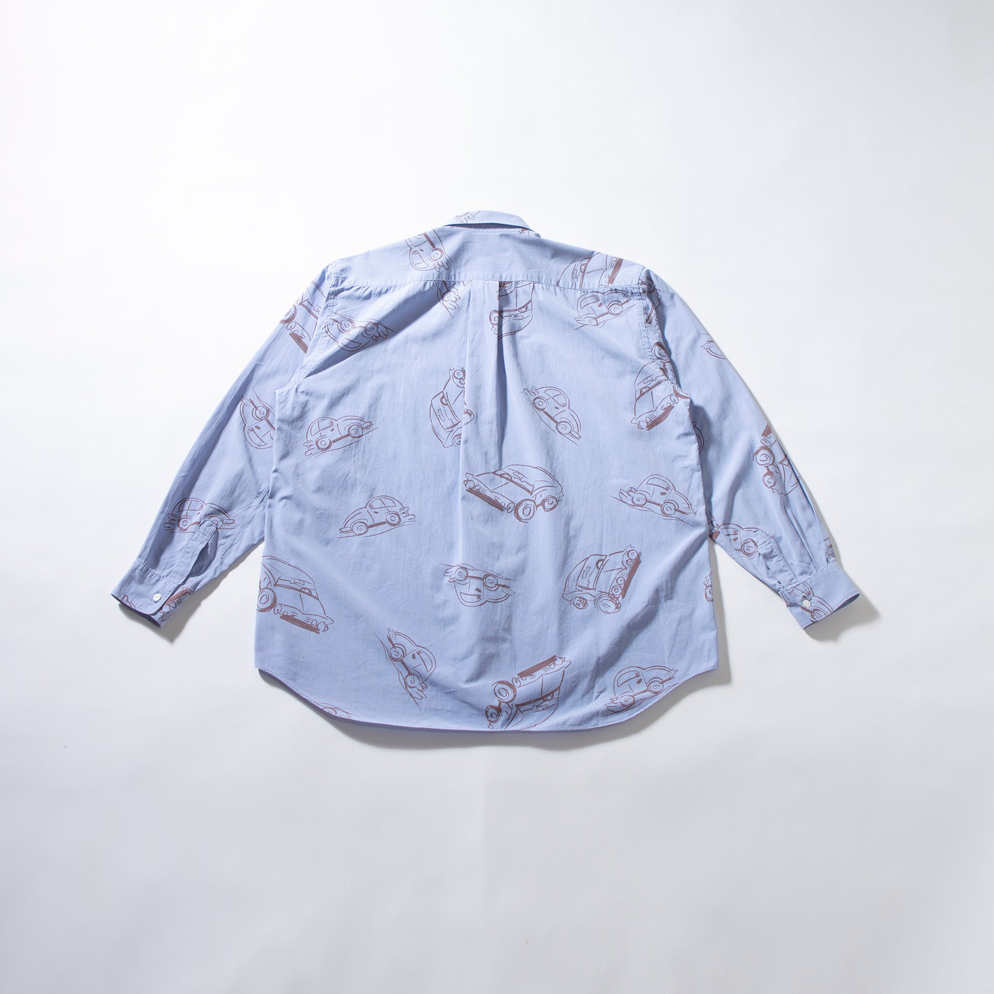 Comme des Garçons Shirt, Long Sleeve, Blue, Size M, Made in France, 90s Vintage, Archive, Car Print, Rei Kawakubo