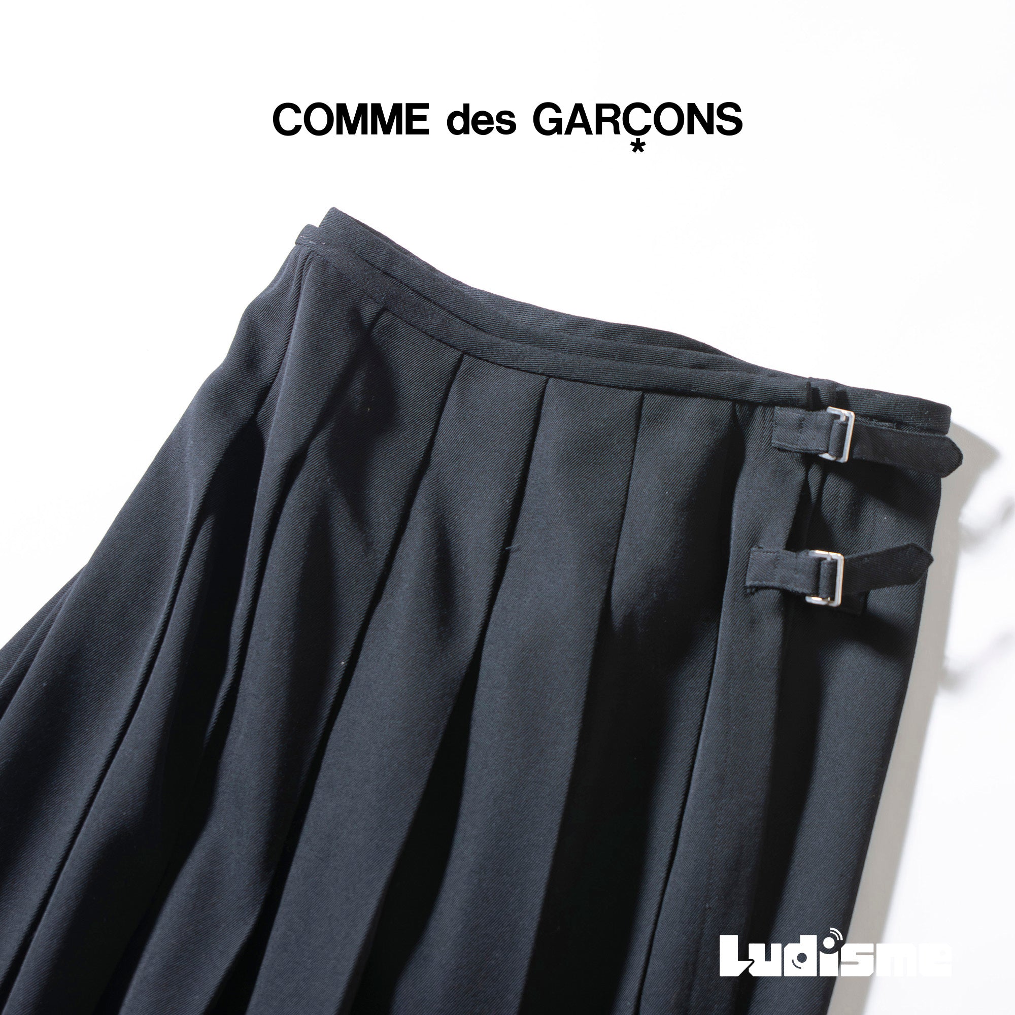Comme des Garçons robe de chambre skirt-docking pants, AD1998, made in Japan, 100% wool, black, women's, reconstructed.