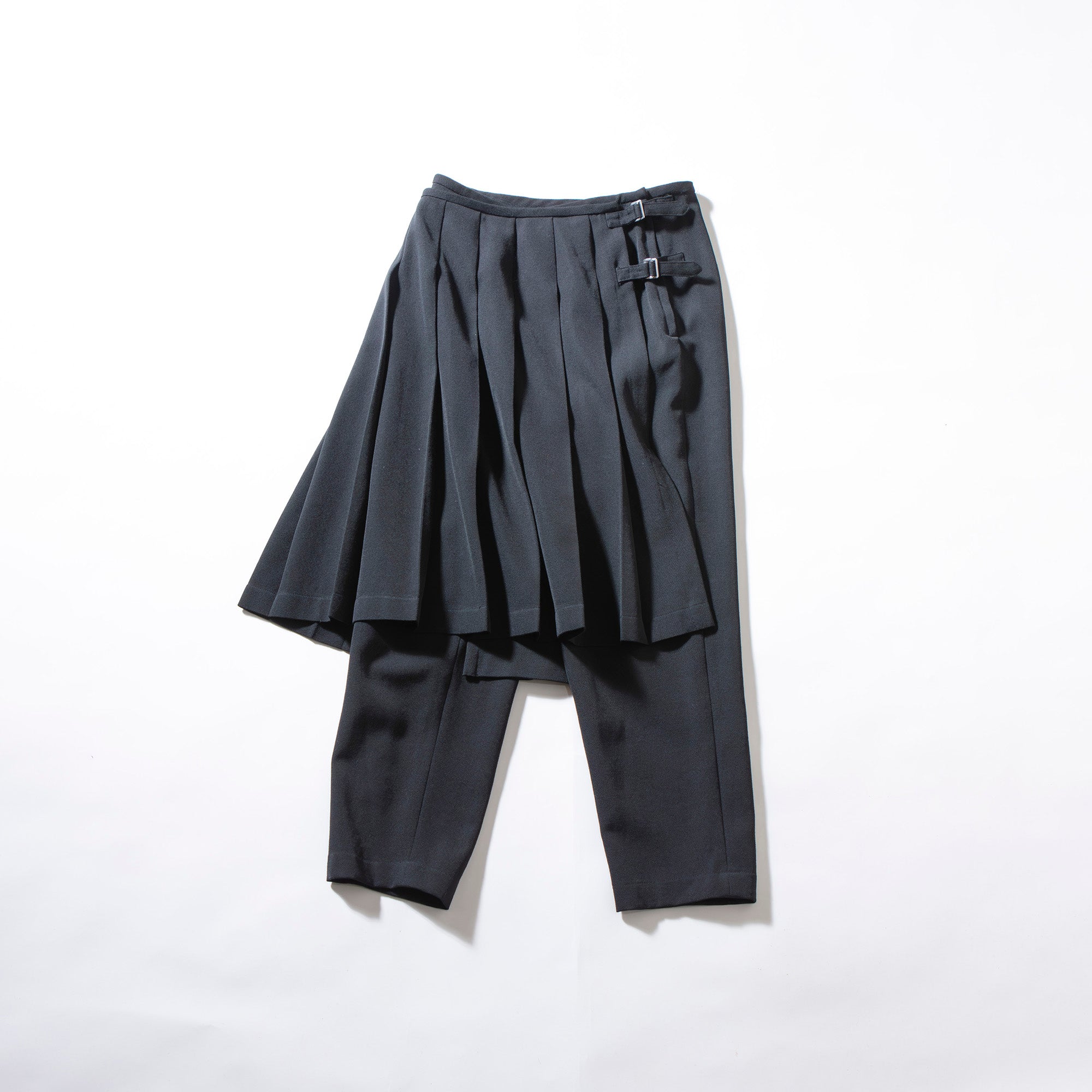 Comme des Garçons robe de chambre skirt-docking pants, AD1998, made in Japan, 100% wool, black, women's, reconstructed.
