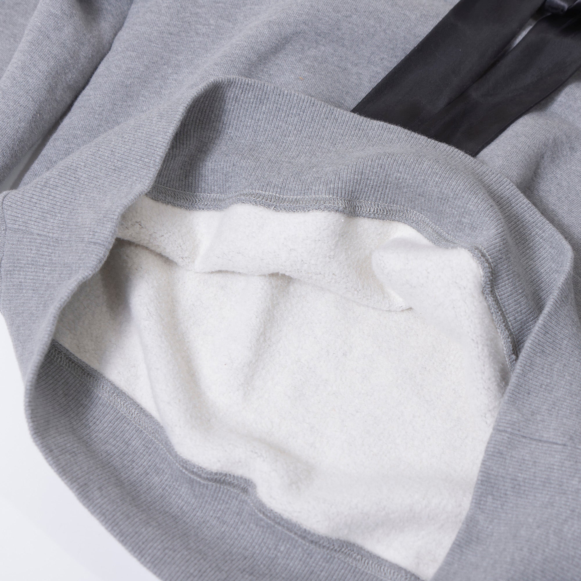 MM6 Maison Margiela fleece-lined hoodie in gray with a sailor collar and satin ribbon, size S.