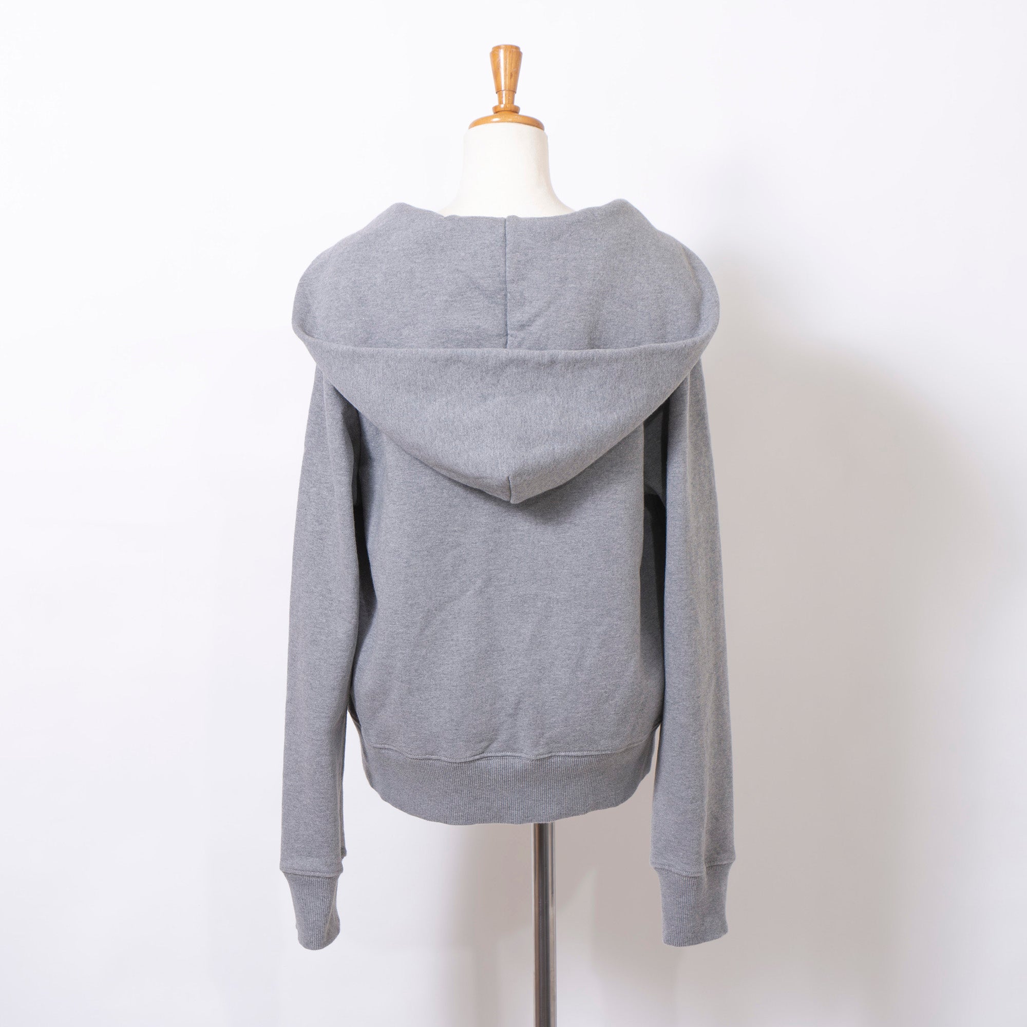 MM6 Maison Margiela fleece-lined hoodie in gray with a sailor collar and satin ribbon, size S.