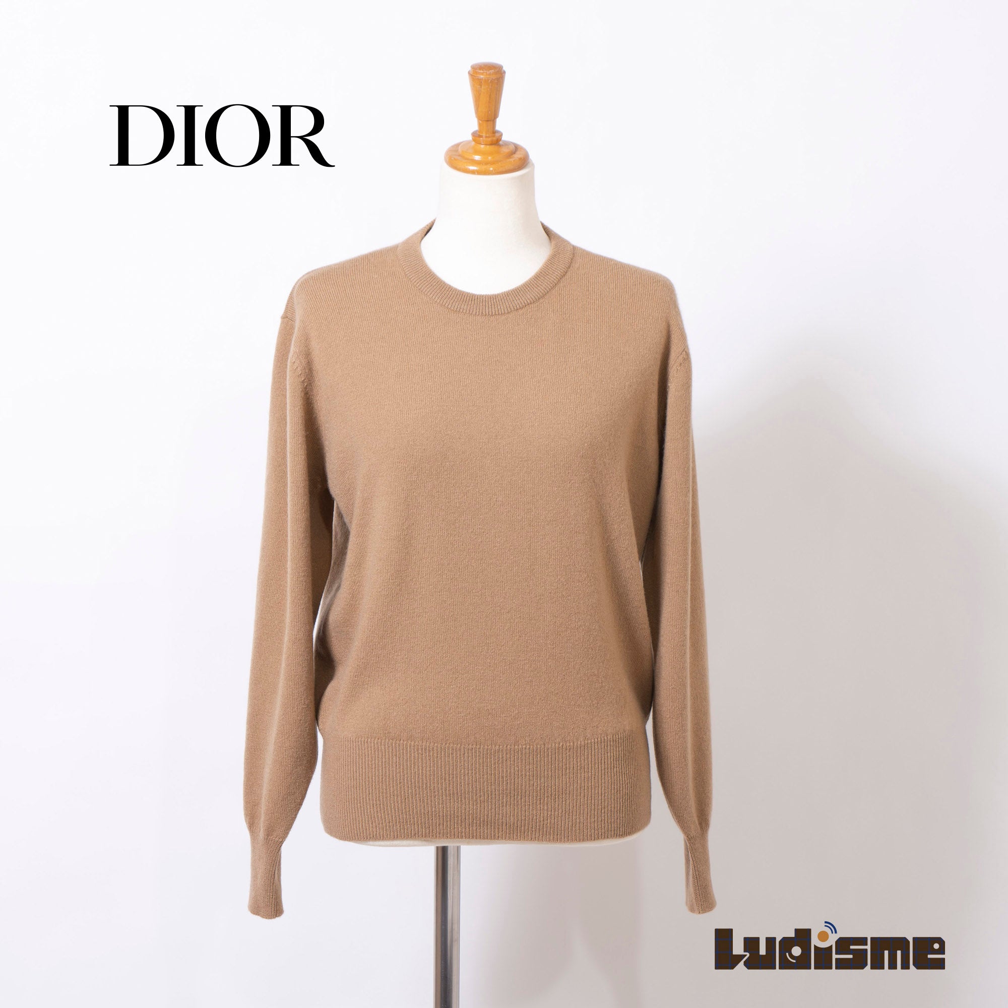 Christian Dior PRET-A-PORTER Christian Dior Pret-a-Porter Knit Crew Neck Sweater, Camel, Size M, Women's
