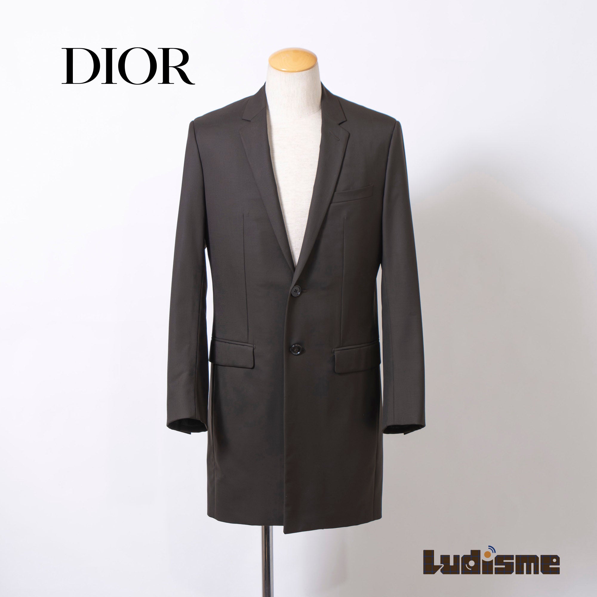 Dior Chesterfield coat, dark brown wool with a lustrous finish, made in Italy, size 46, mid-length, Dior Homme, men's outerwear