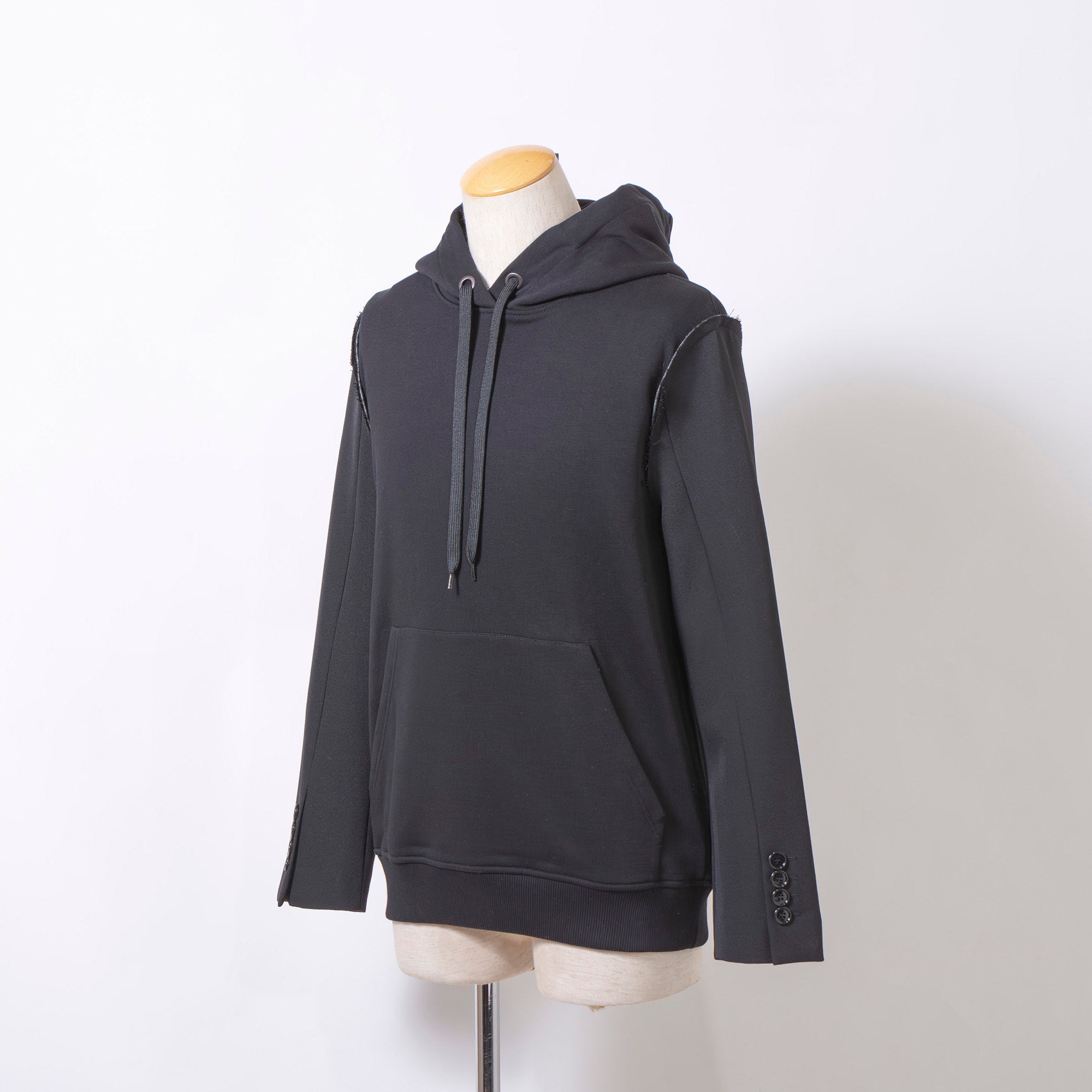 Burberry Reconstructed Hoodie with Docking and Button-Down Jacket Sleeves, Black, Size XS, Unisex, Made in Italy, New with Tags