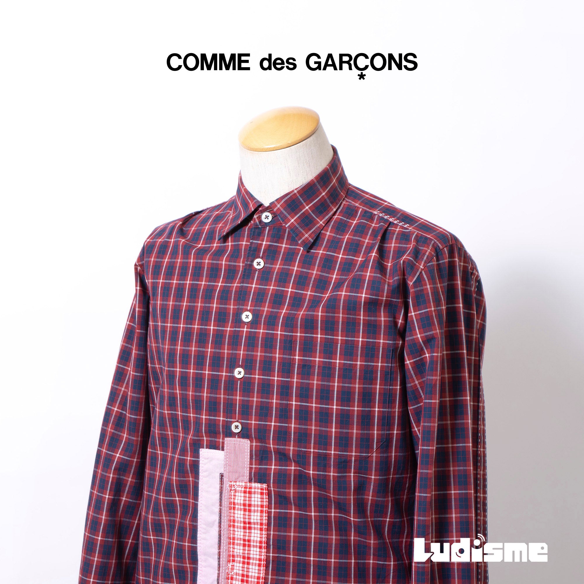 COMME des GARÇONS JUNYA WATANABE MAN AD2009 Check Shirt, Long Sleeve, Men's, Size S, Reconstructed Docking