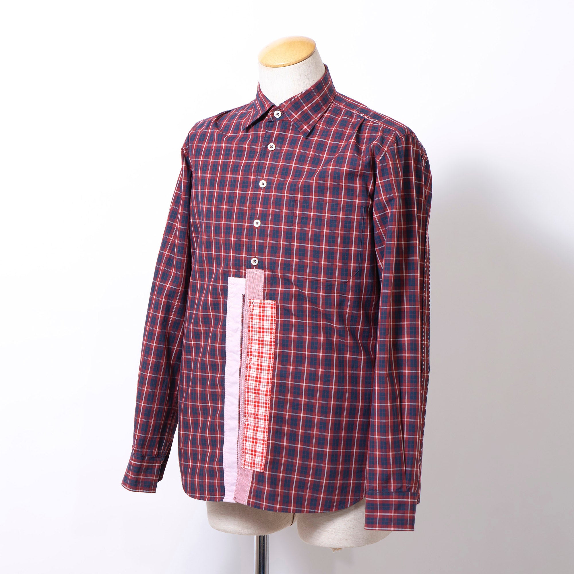 COMME des GARÇONS JUNYA WATANABE MAN AD2009 Check Shirt, Long Sleeve, Men's, Size S, Reconstructed Docking