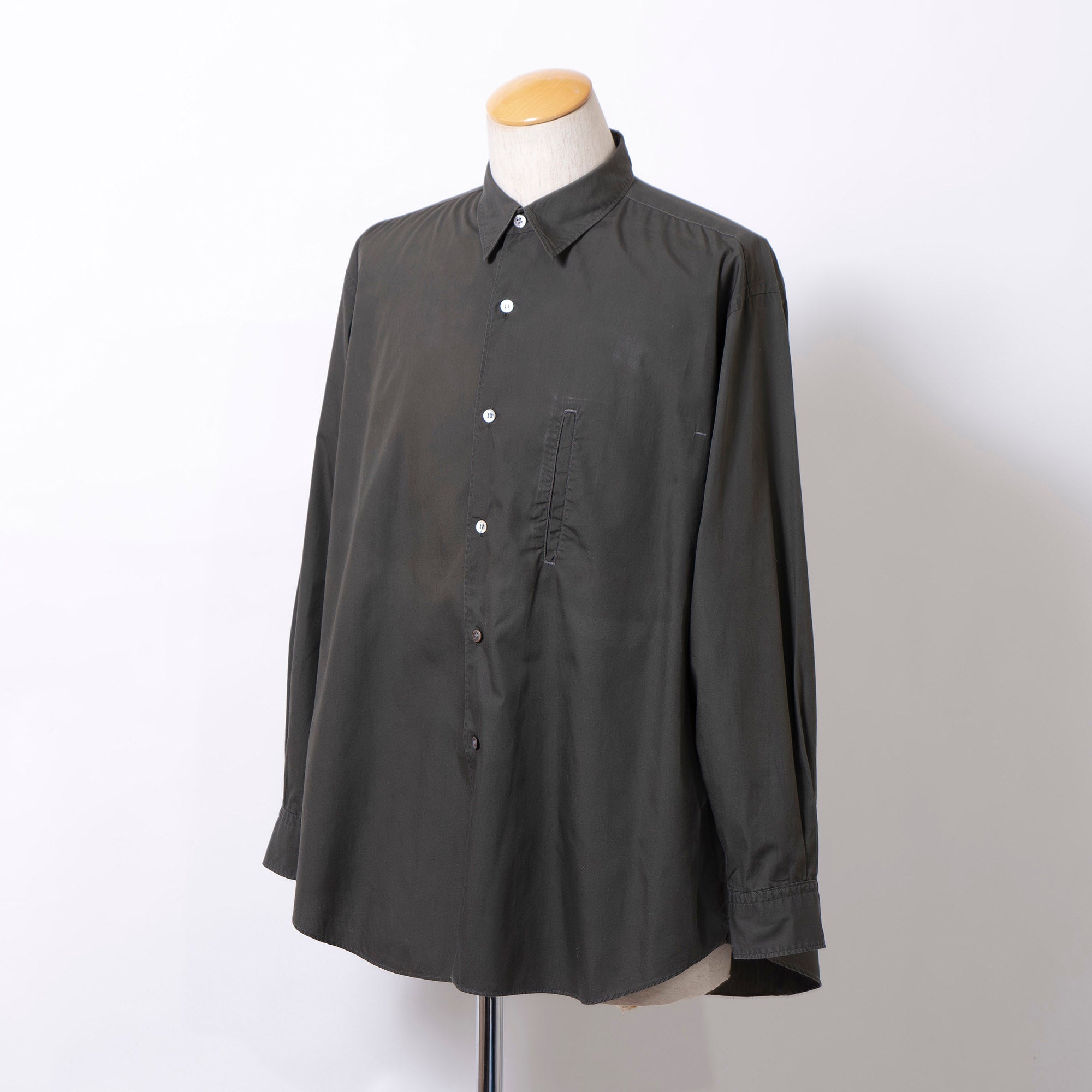 Comme des Garçons HOMME AD1992 Khaki Long Sleeve Shirt, Wide Fit, by Tanaka Homme, Men's Cotton Broadcloth