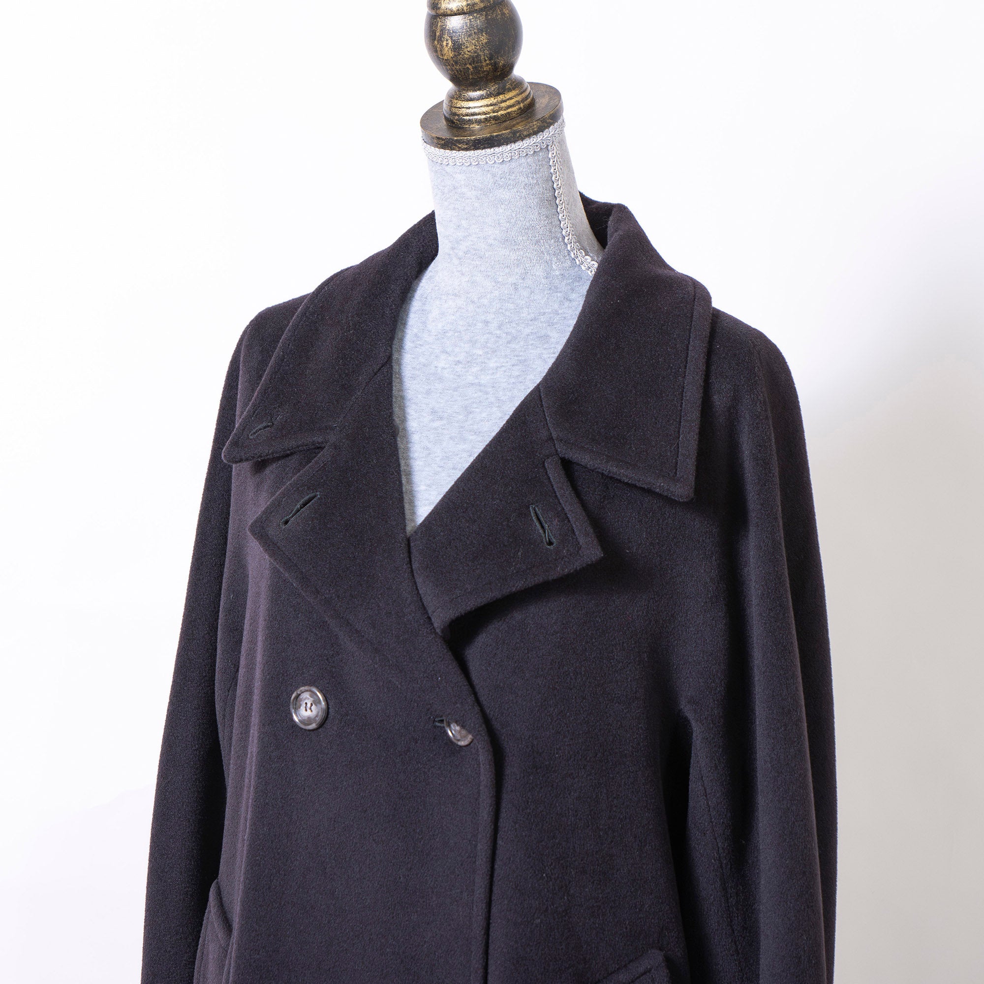 MaxMara Long Coat, Black, Size 40, Double-Breasted, Maxi Length, Made in Italy, Wool, A-Line, Pea Coat