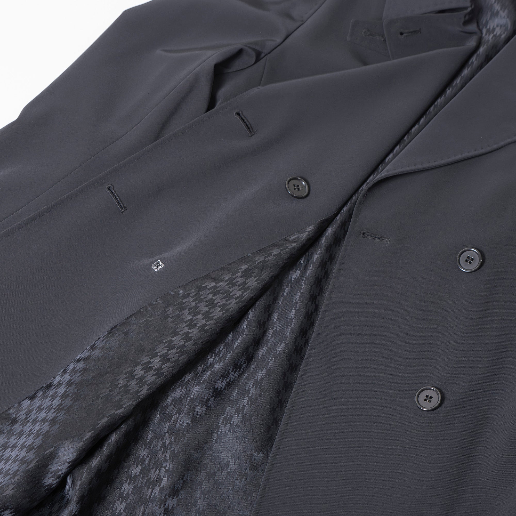 マックスマーラ MaxMara トレンチコート ダブル ブラック 光沢あり ステッチ イタリア製 ポリエステル ポリウレタン アウター ロングコート