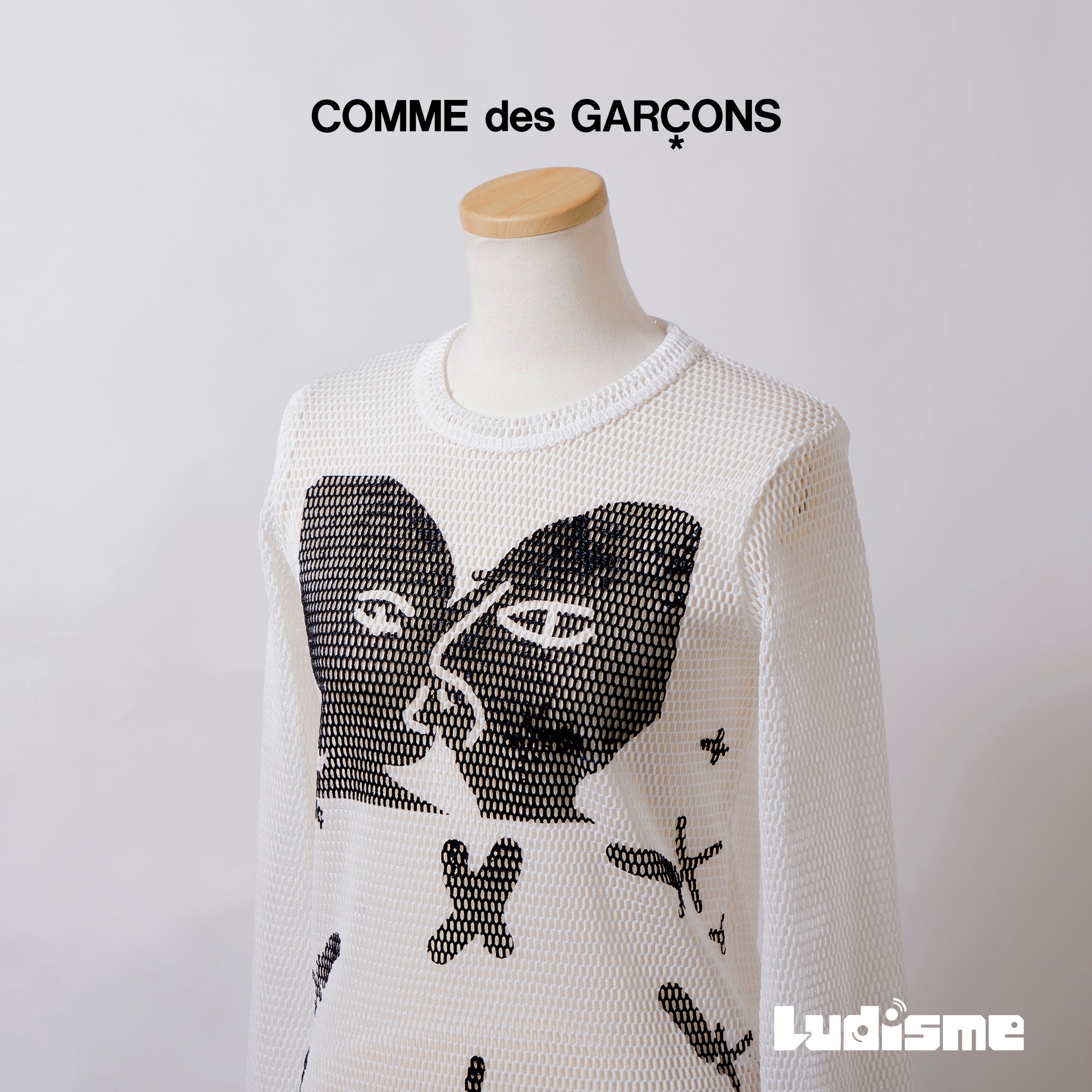 コムデギャルソン COMME des GARCONS Alisa Yoffeコラボ 2019 メッシュTシャツ ロングスリーブ モノトーン ロンT 長袖 トップス カットソー
