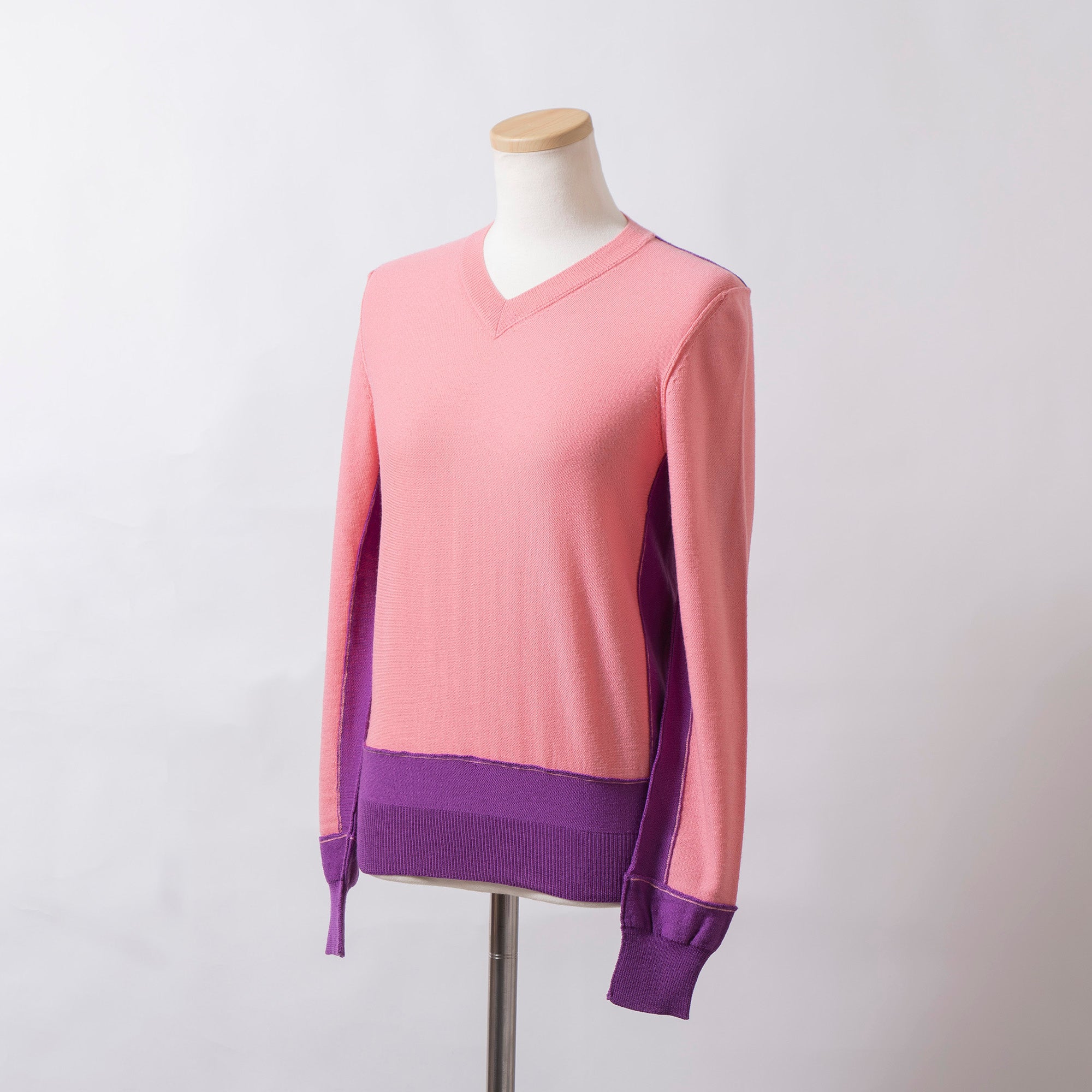 コムデギャルソン COMME des GARCONS COMME des GARCONS コムコム Vネックニット セーター バイカラー イタリア製 ウール100％ 川久保玲