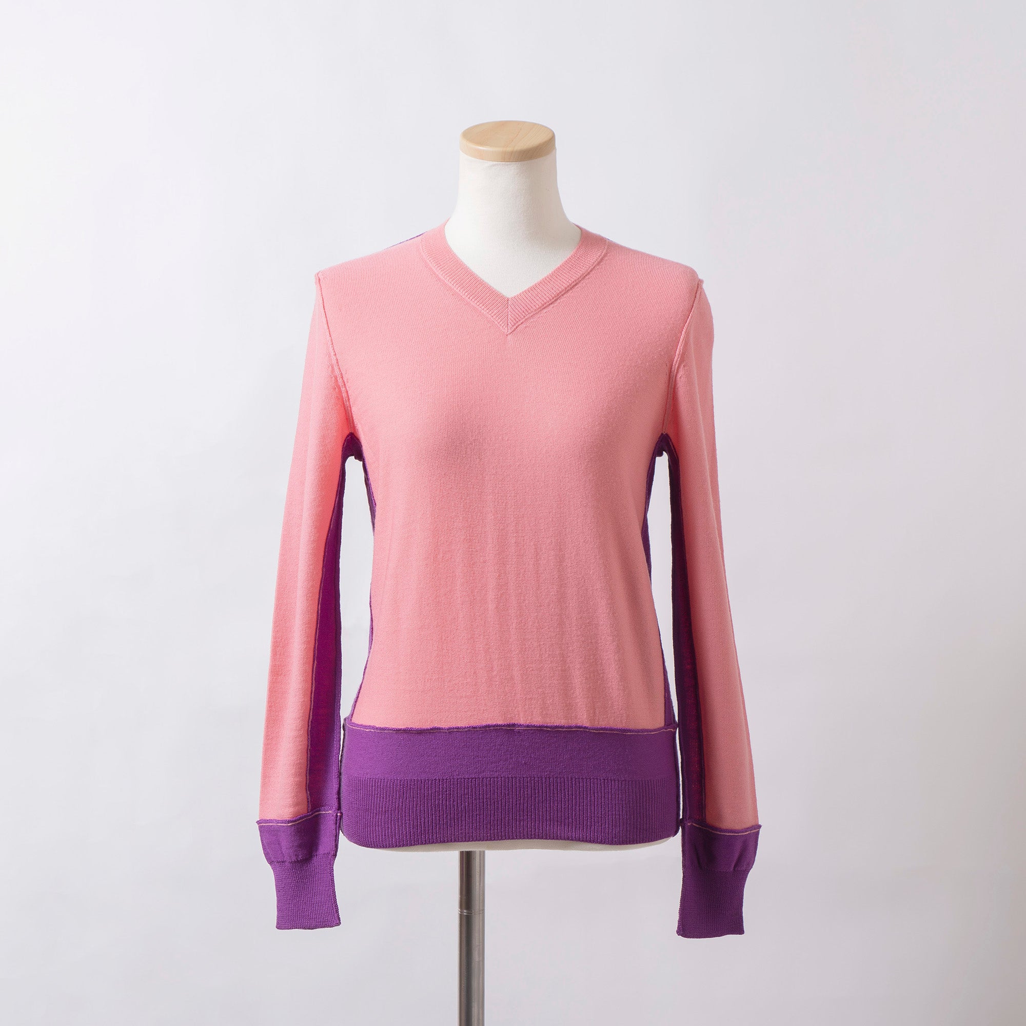 コムデギャルソン COMME des GARCONS COMME des GARCONS コムコム Vネックニット セーター バイカラー イタリア製 ウール100％ 川久保玲