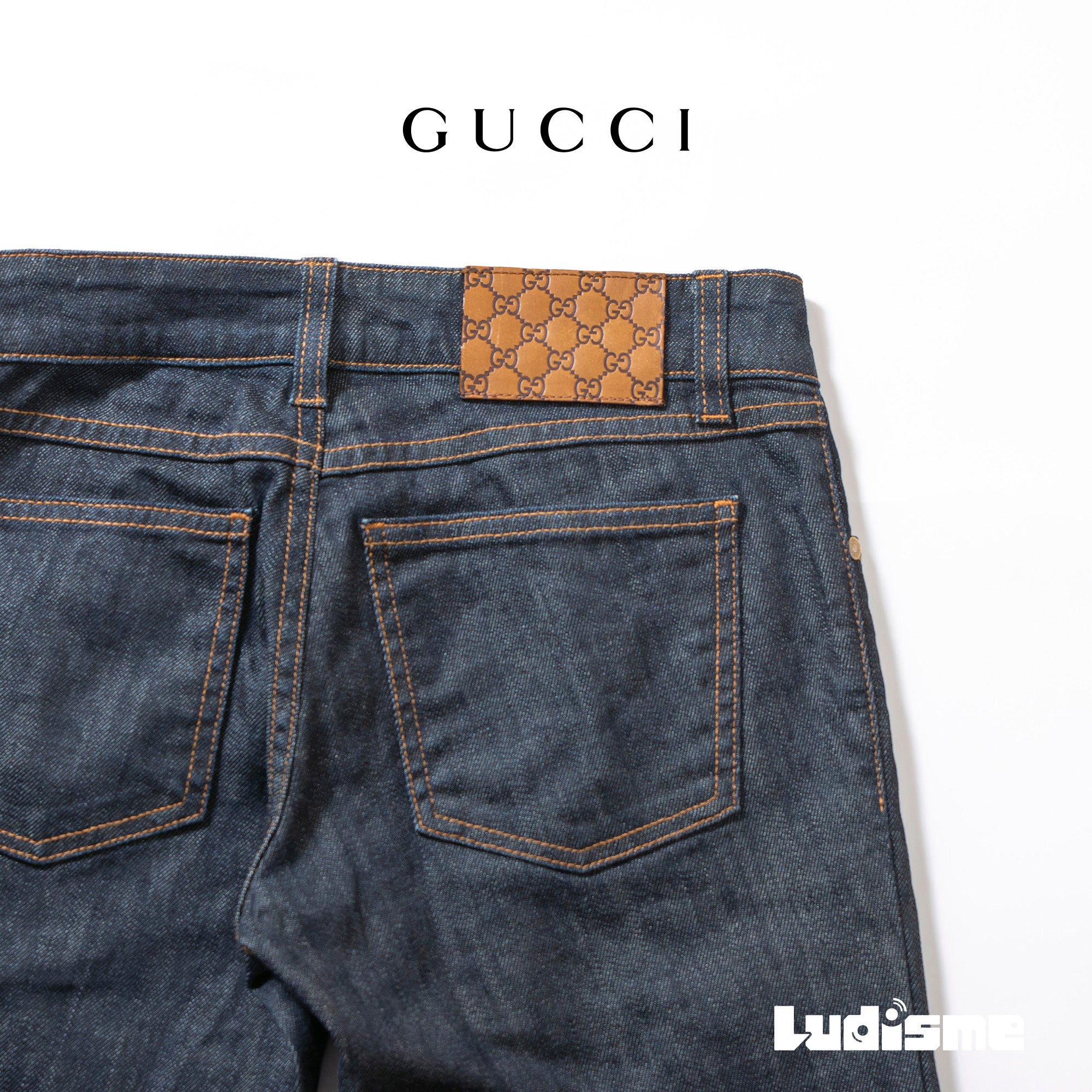 グッチ GUCCI 5ポケット フレアデニム ハートチャーム付き 38 インディゴ レディース Y2K 00s イタリア製 ボトムス ジーンズ フレアパンツ