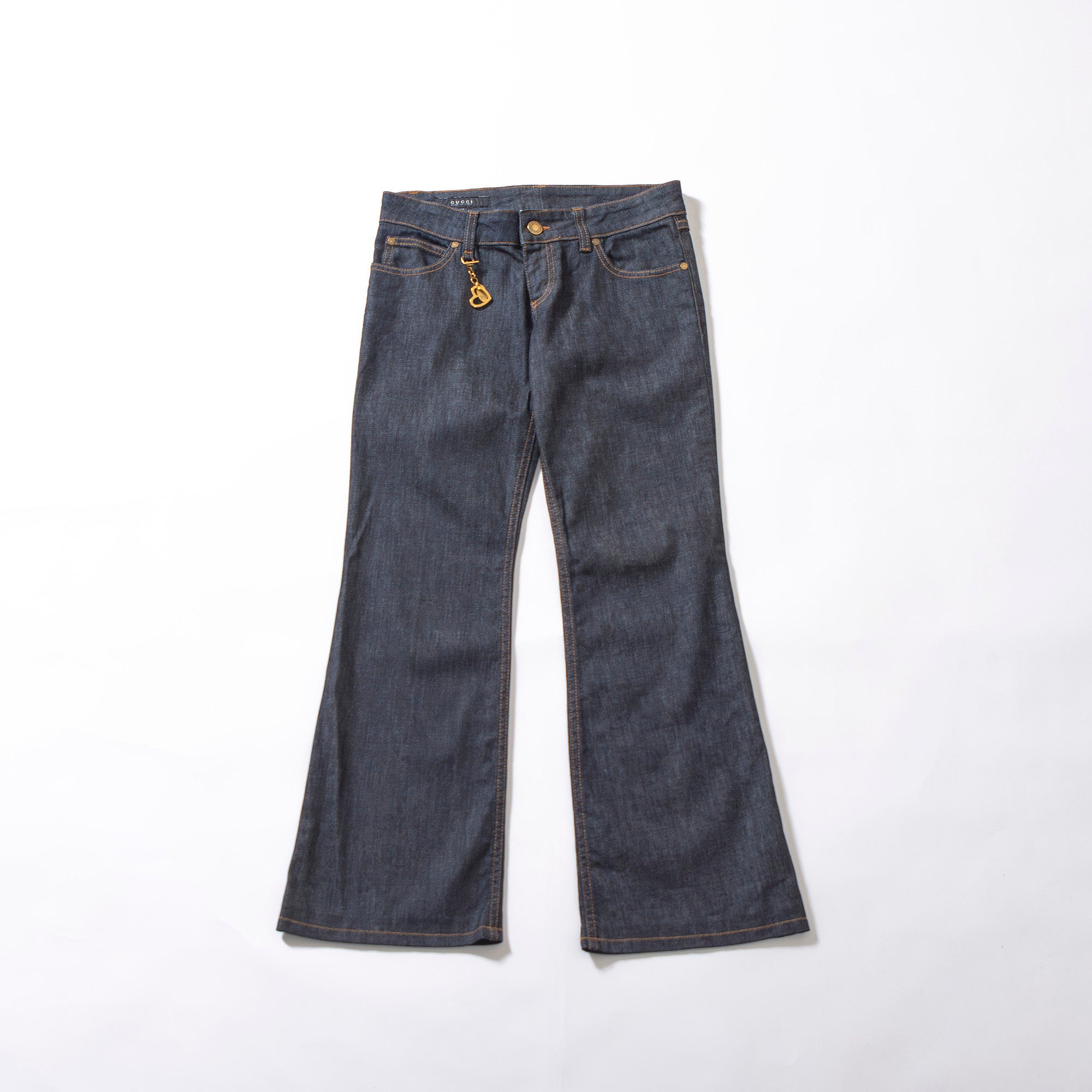 グッチ GUCCI 5ポケット フレアデニム ハートチャーム付き 38