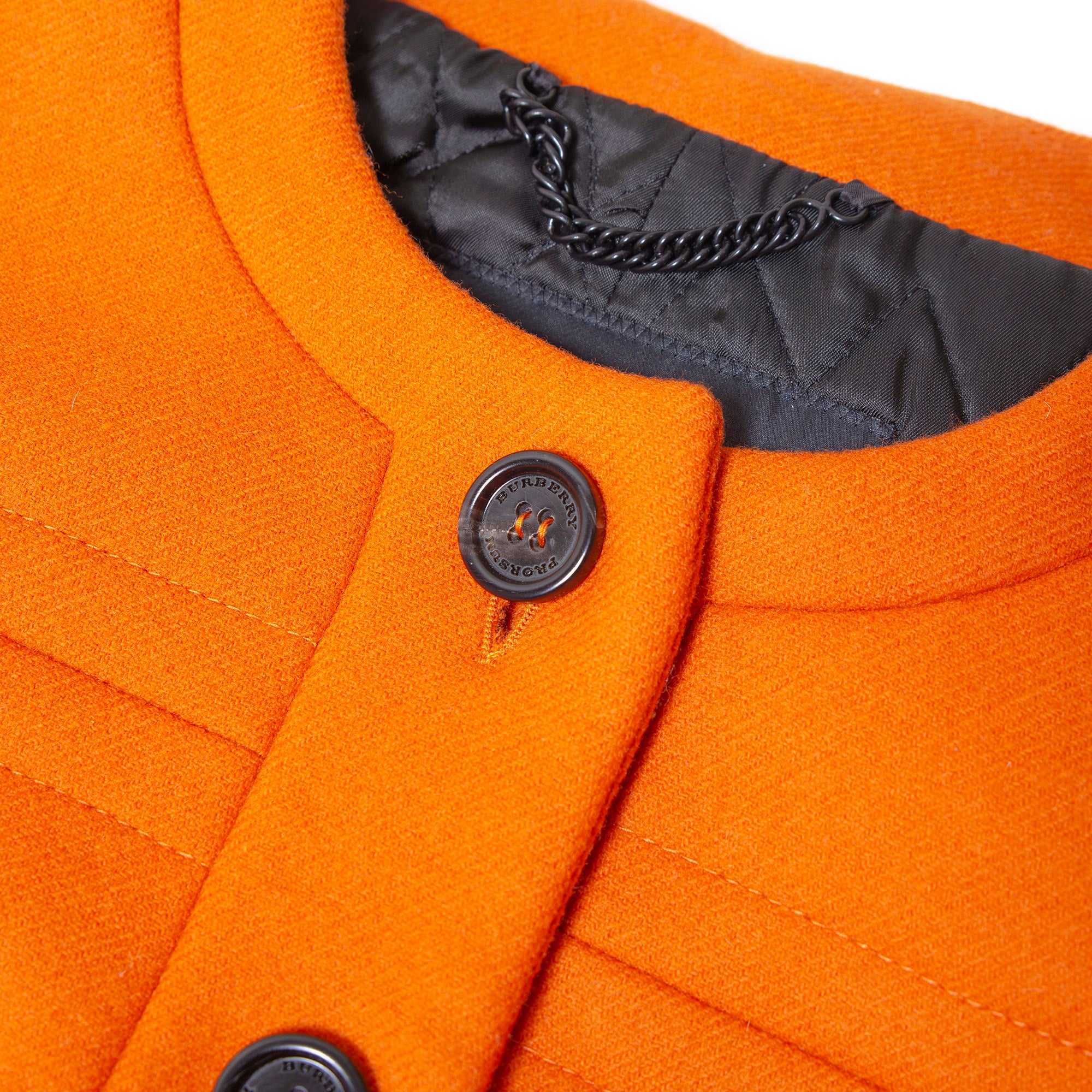 バーバリー プローサム BURBERRY PRORSUM ノーカラーコート 44 オレンジ レディース イタリア製 バージンウール キルティング ロングコート