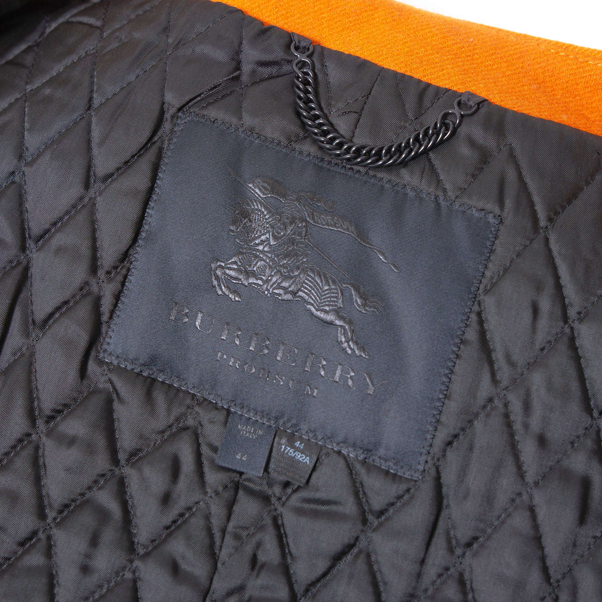 バーバリー プローサム BURBERRY PRORSUM ノーカラーコート 44 オレンジ レディース イタリア製 バージンウール キルティング ロングコート